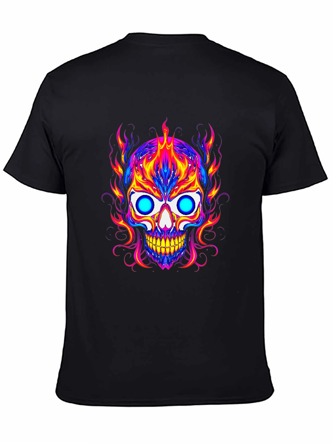 Vibrant Skull Graphic Tee - Mens Black T-Shirt