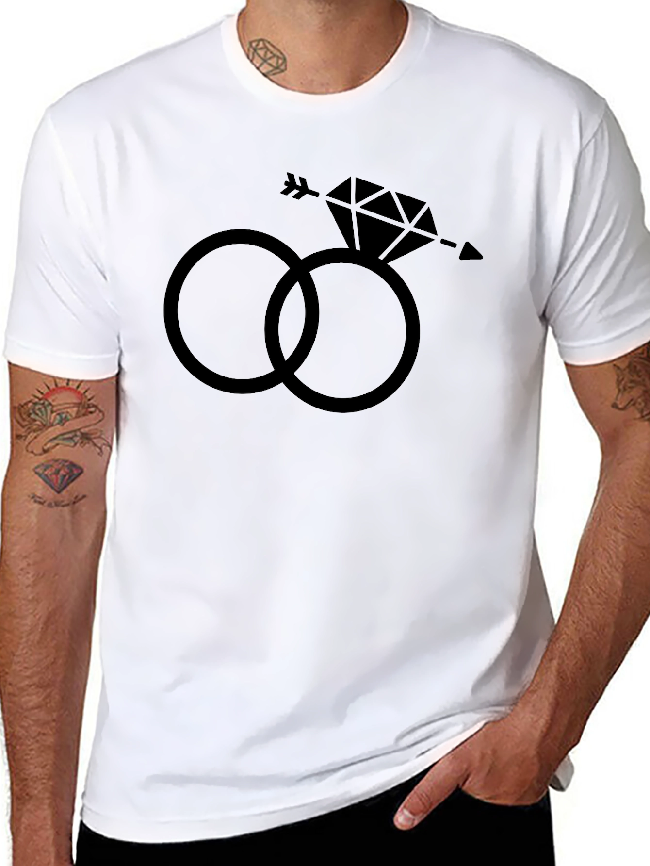 Wedding Rings Graphic Tee - Arrow Diamond Design