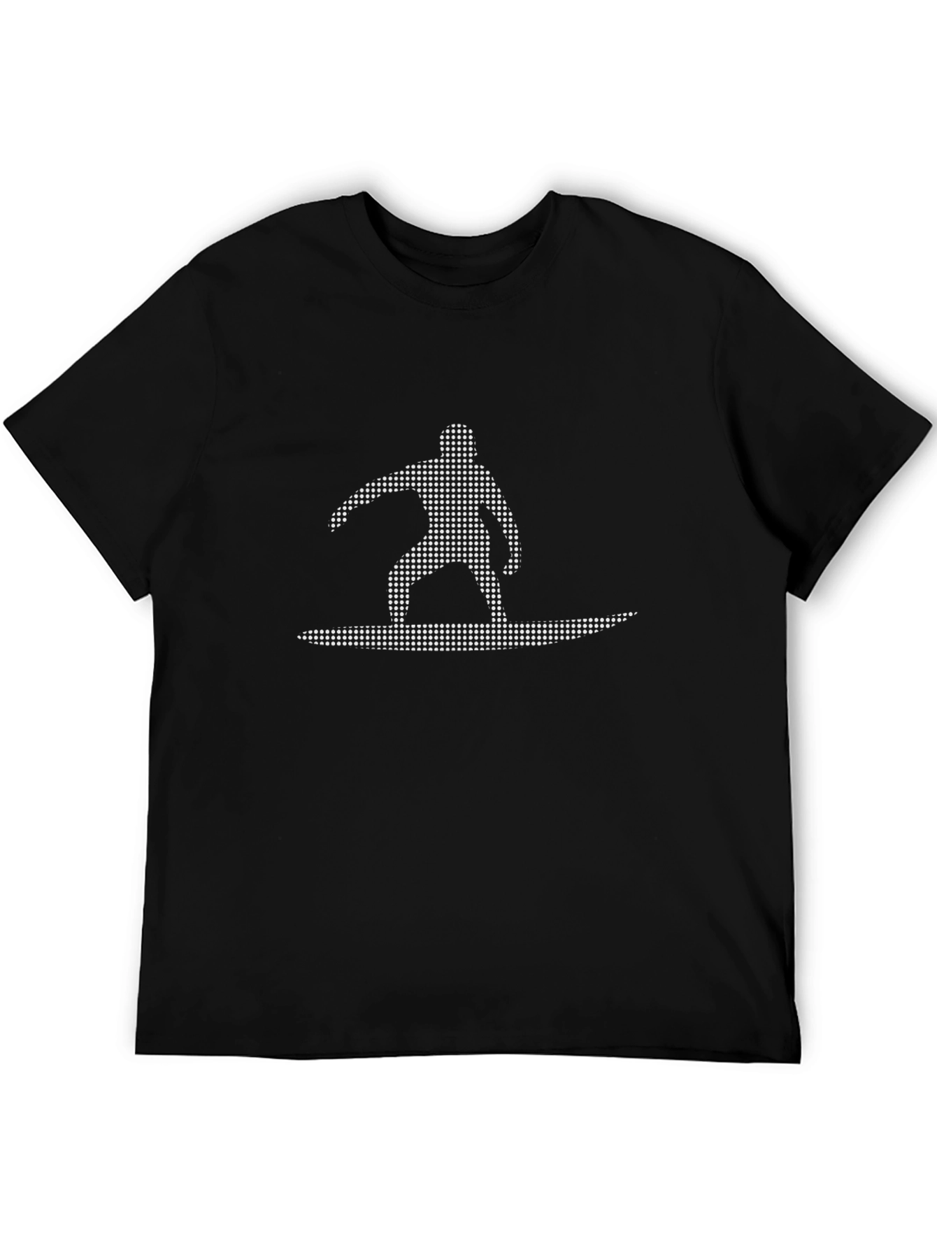 Surfer Silhouette Graphic Tee - Black Cotton Casual T-Shirt