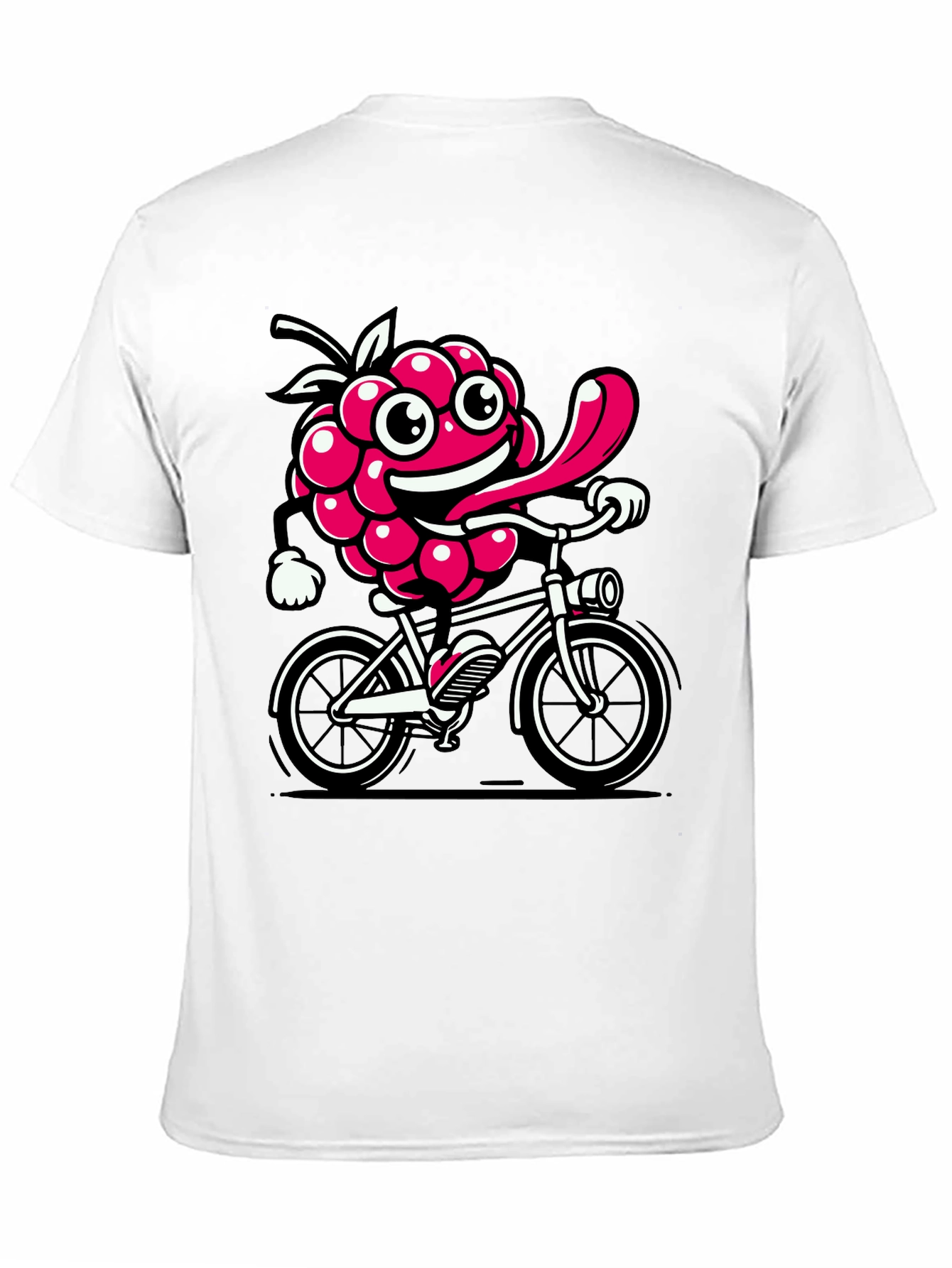 Funny Raspberry on Bike Graphic Tee - Black