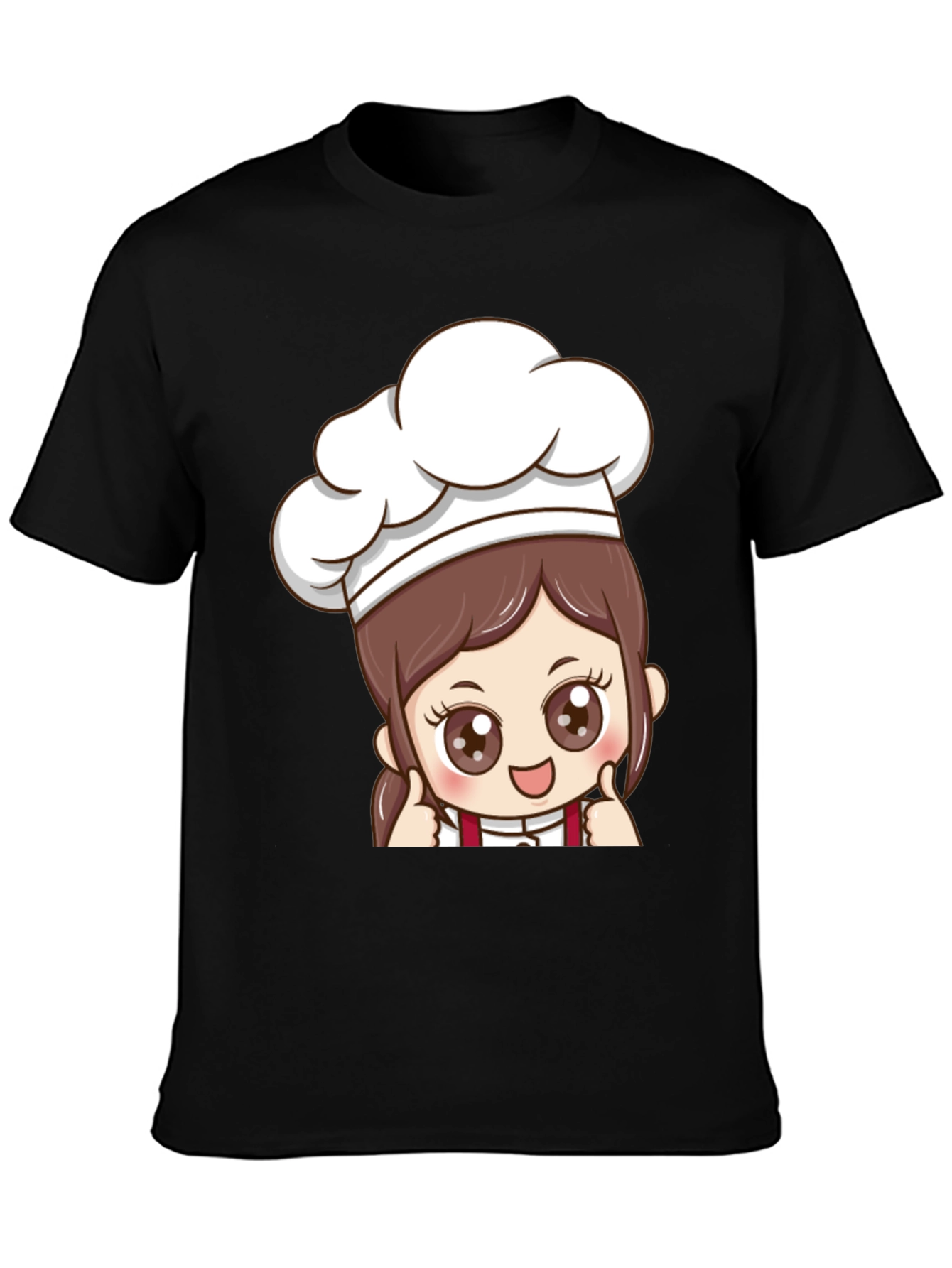 Chef Cartoon Print Black T-Shirt