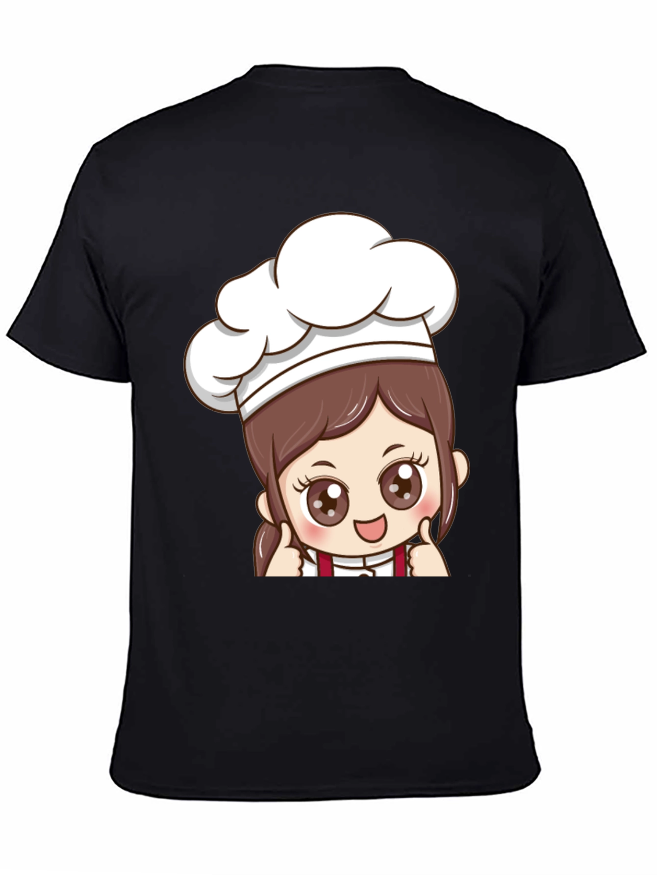 Chef Cartoon Print Black T-Shirt