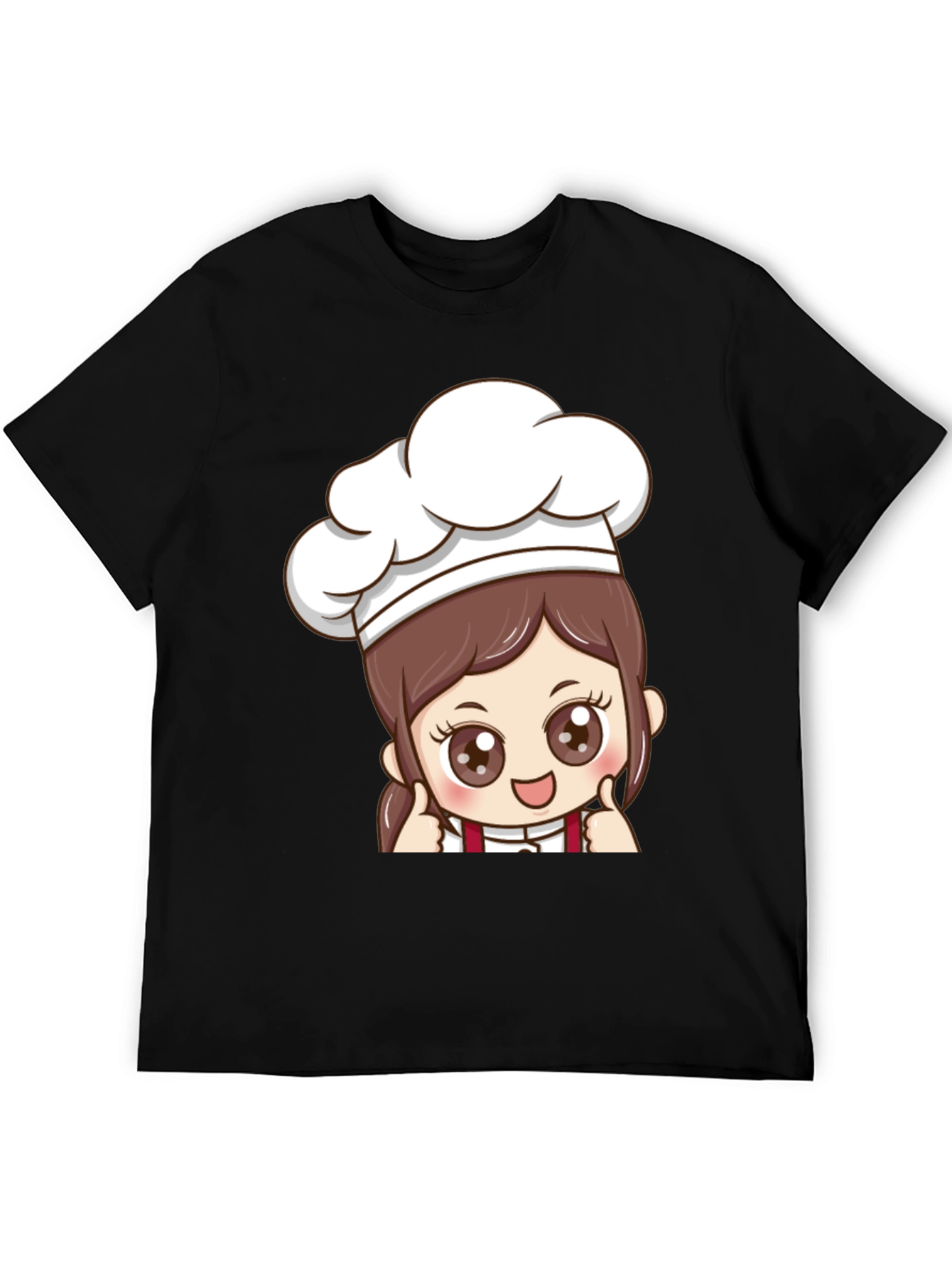 Chef Cartoon Print Black T-Shirt