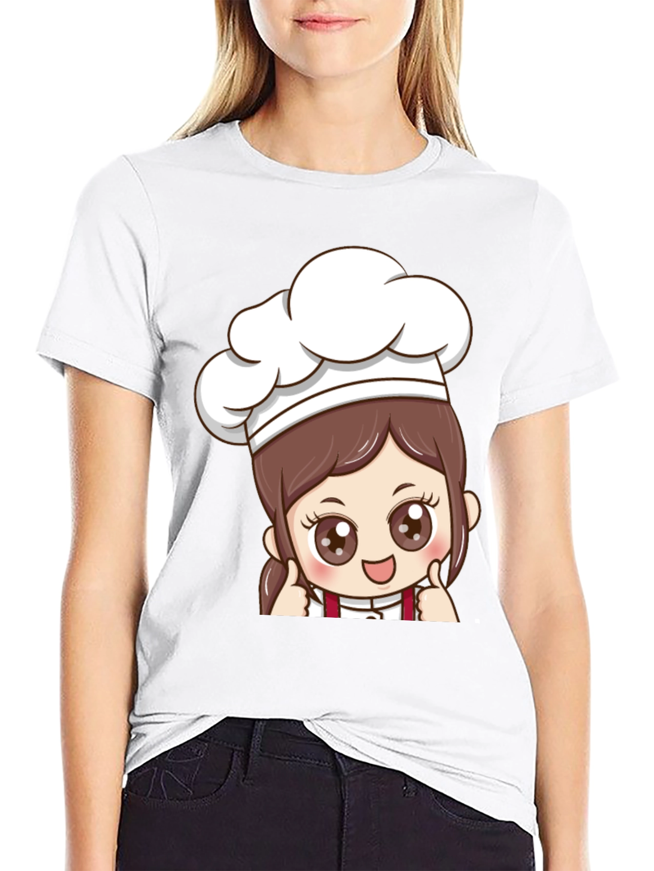 Chef Cartoon Print Black T-Shirt