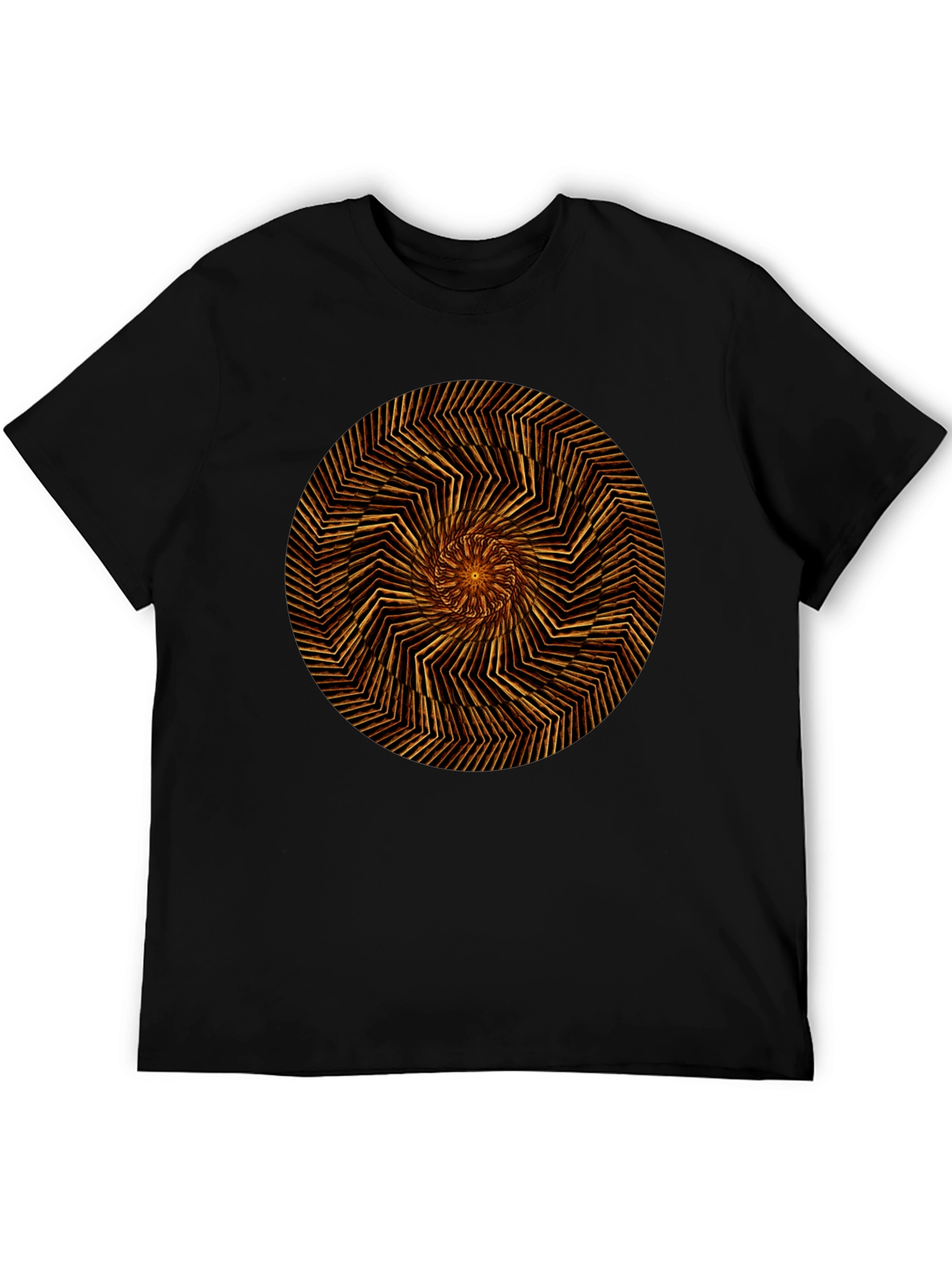 Geometric Spiral Graphic Tee - Black Cotton