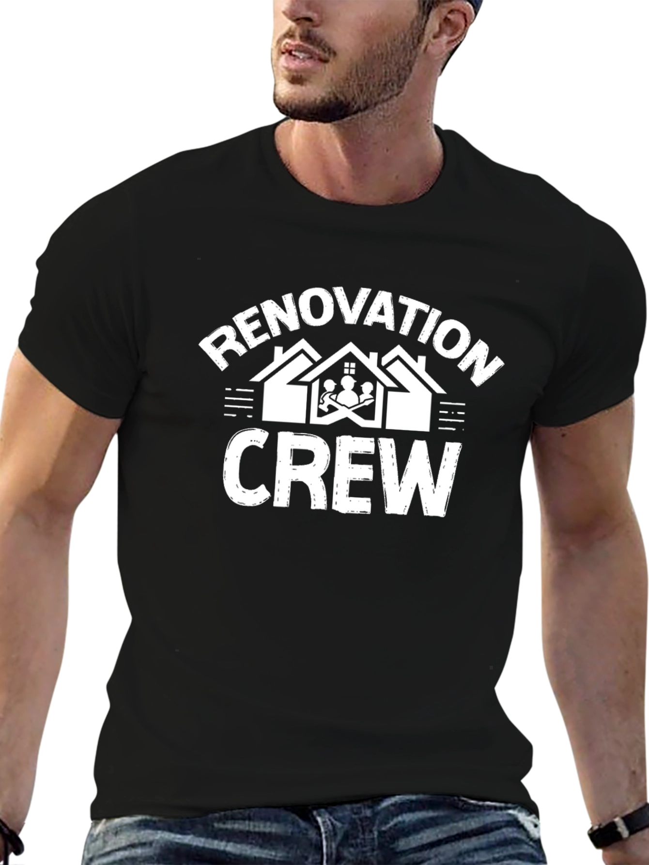 Renovation Crew Graphic Tee - Black Cotton Blend