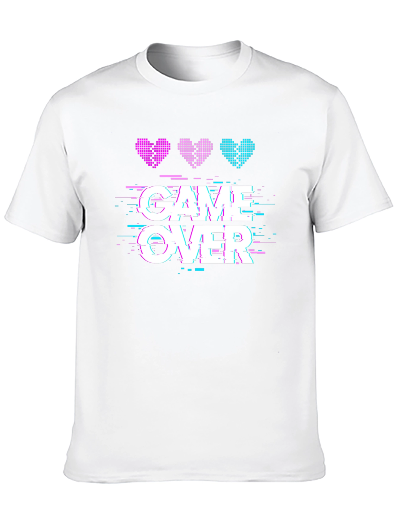 Game Over Pixel Hearts Graphic T-Shirt