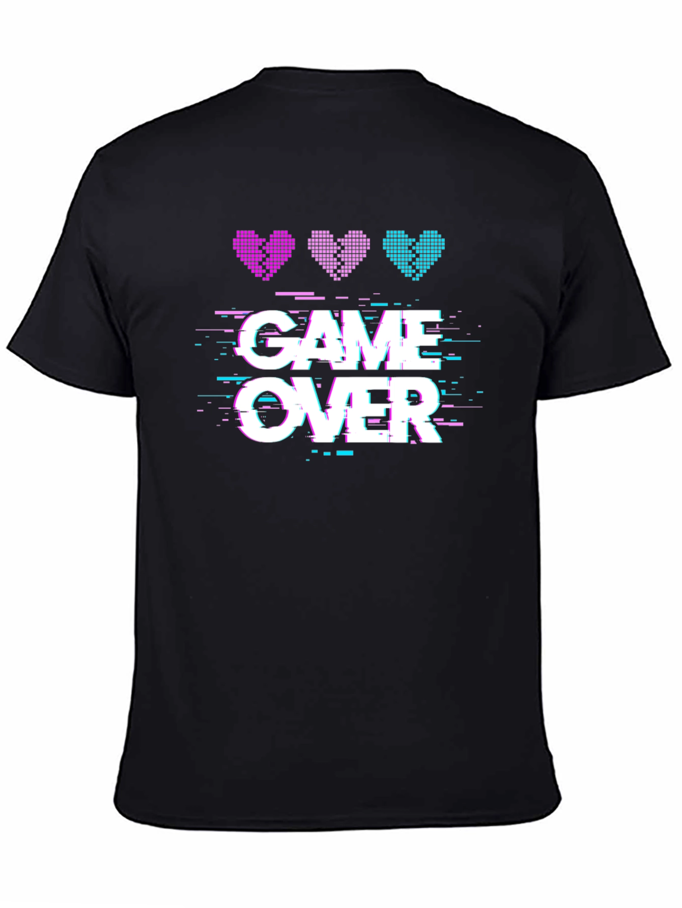 Game Over Pixel Hearts Graphic T-Shirt
