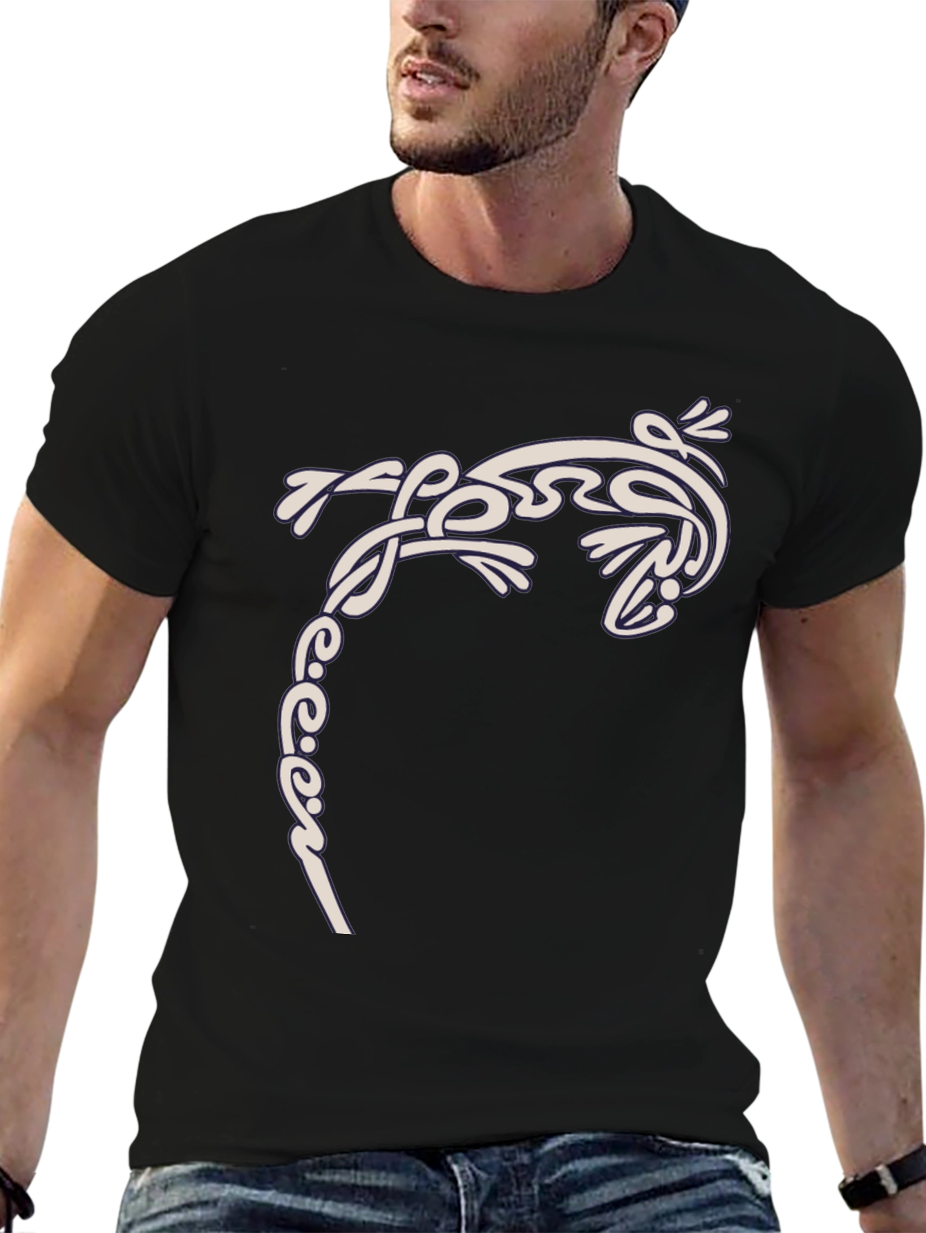 Tribal Gecko T-Shirt - Stylish Black Tee