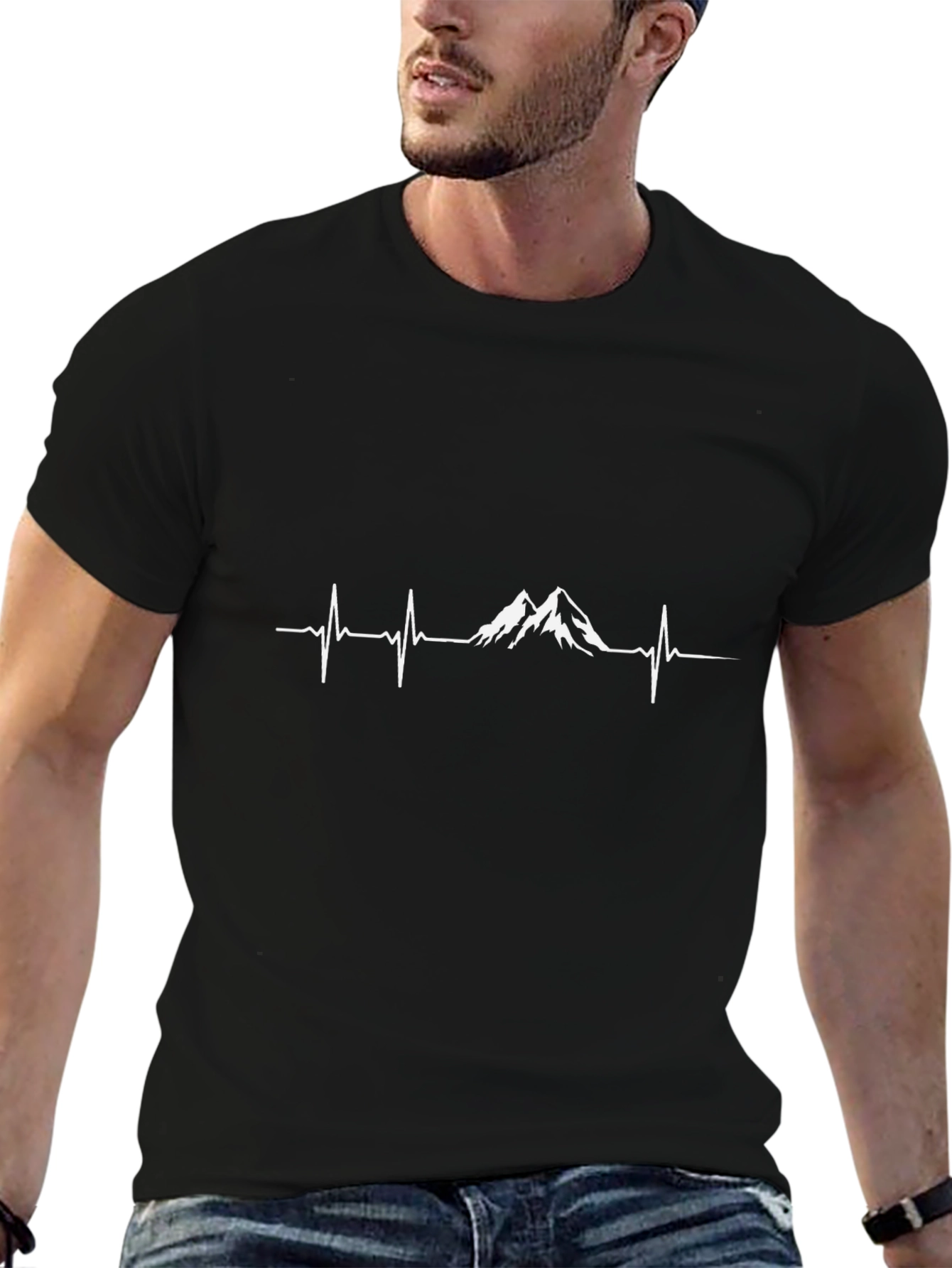 Mountain Heartbeat Black T-Shirt