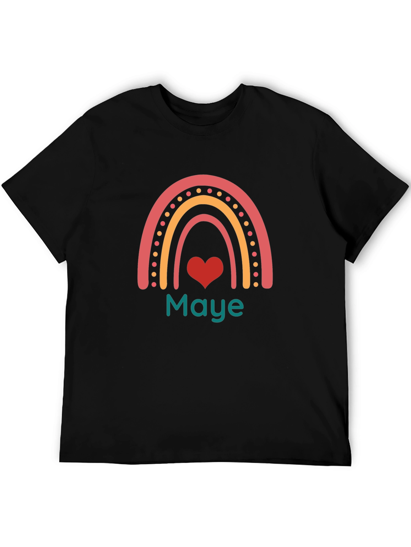 Maye Rainbow Heart Graphic Tee - Black Casual T-Shirt