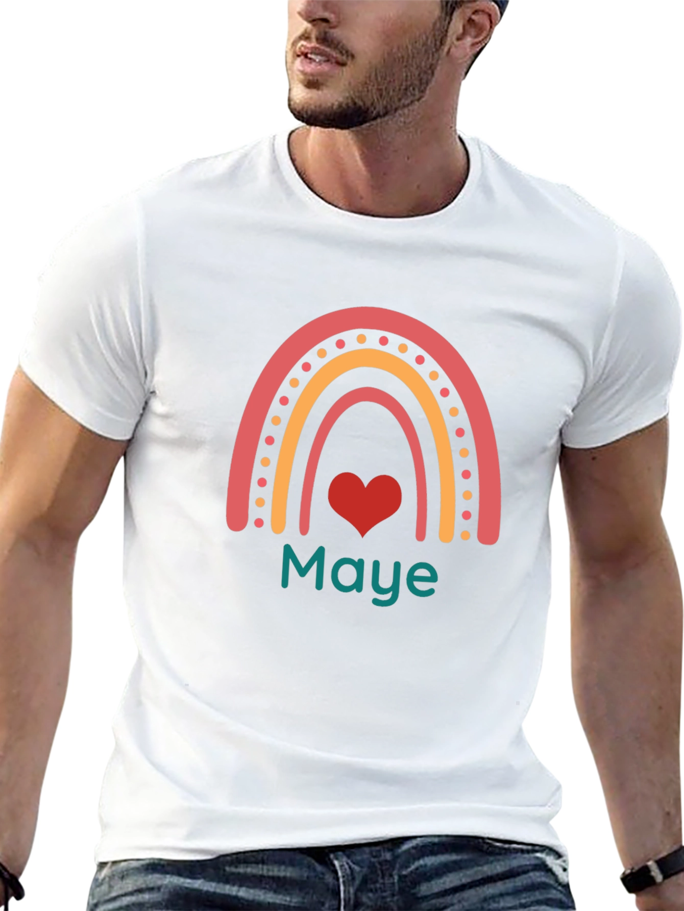 Maye Rainbow Heart Graphic Tee - Black Casual T-Shirt