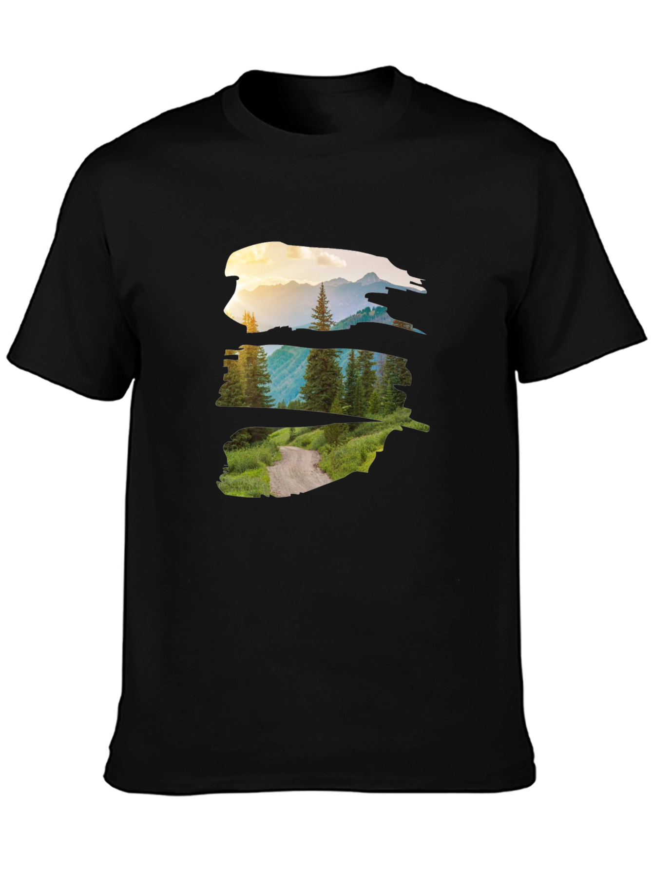 Nature Vista Graphic Tee - Black Crew Neck
