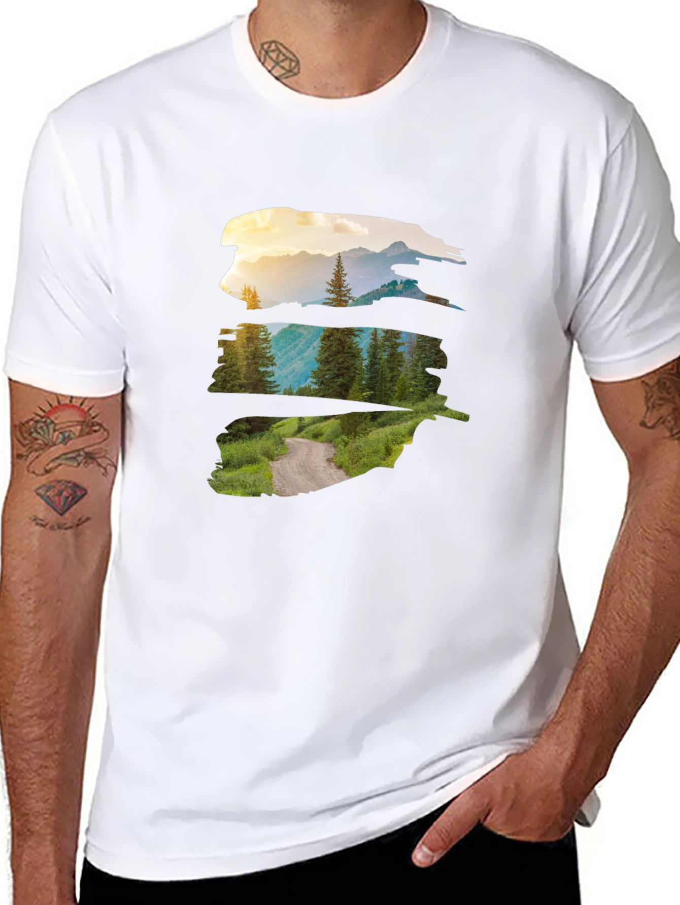 Nature Vista Graphic Tee - Black Crew Neck