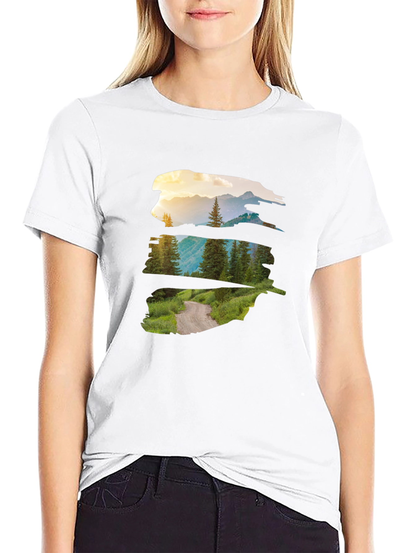 Nature Vista Graphic Tee - Black Crew Neck