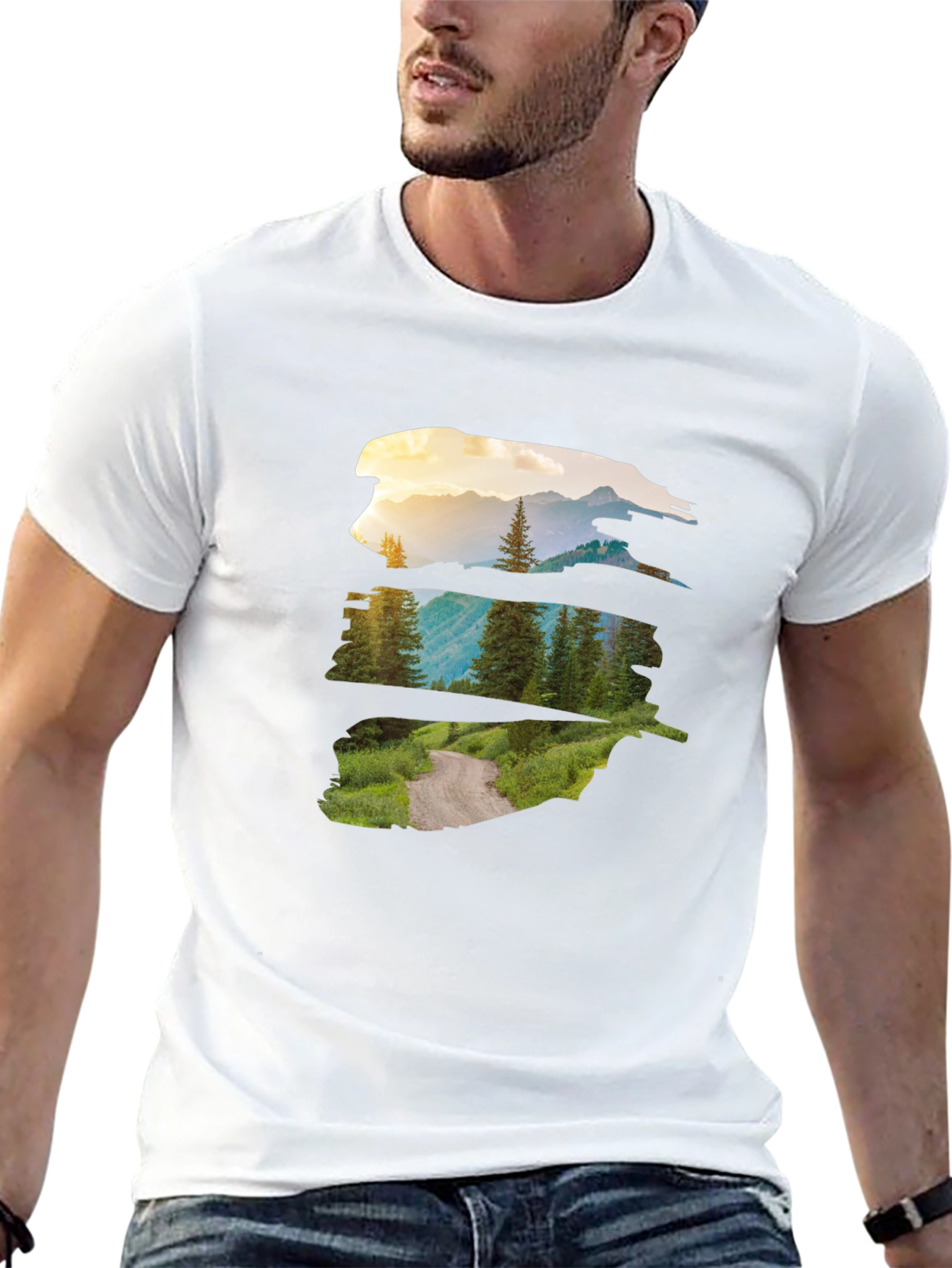 Nature Vista Graphic Tee - Black Crew Neck