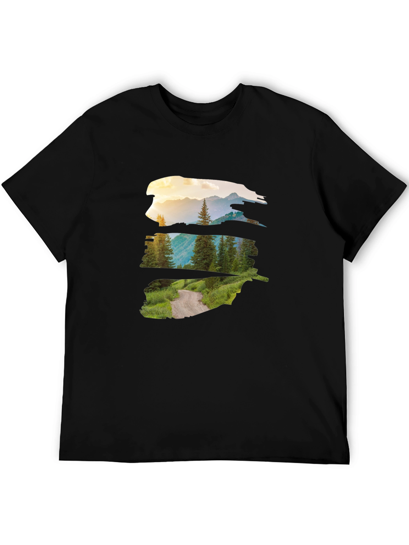 Nature Vista Graphic Tee - Black Crew Neck