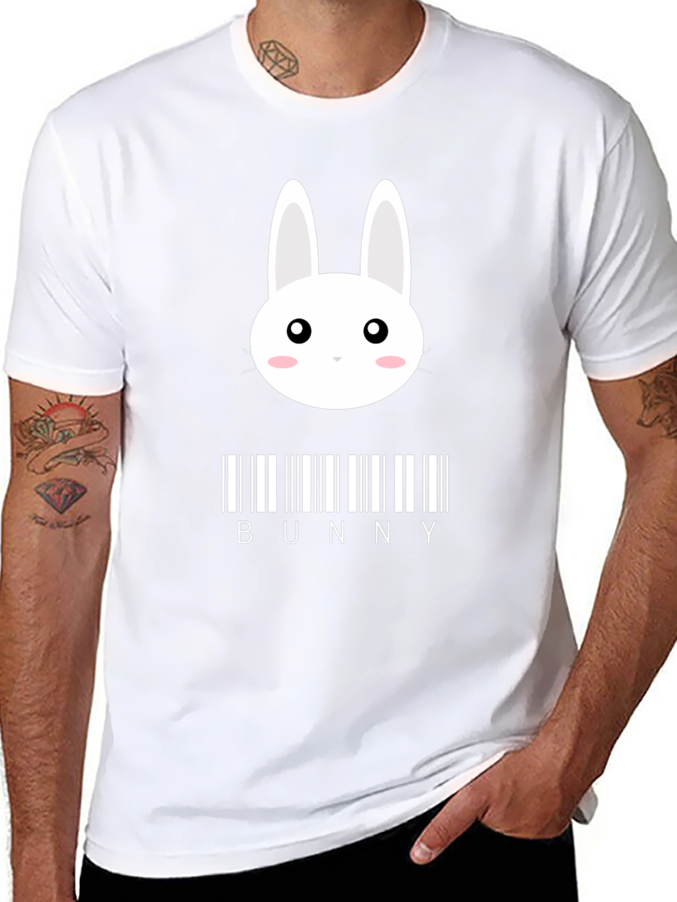 Bunny Barcode Graphic T-Shirt - Black Stylish Unique Design
