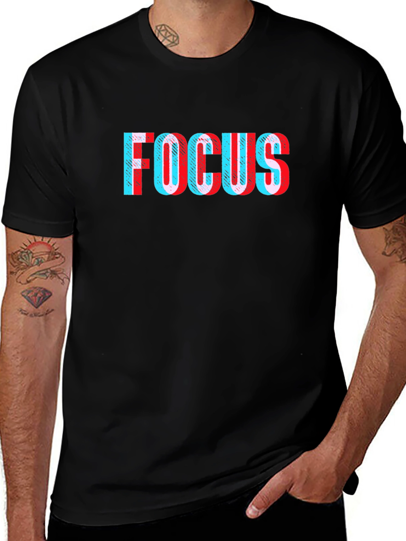 Focus Glitch Tee - Stylish Black T-Shirt