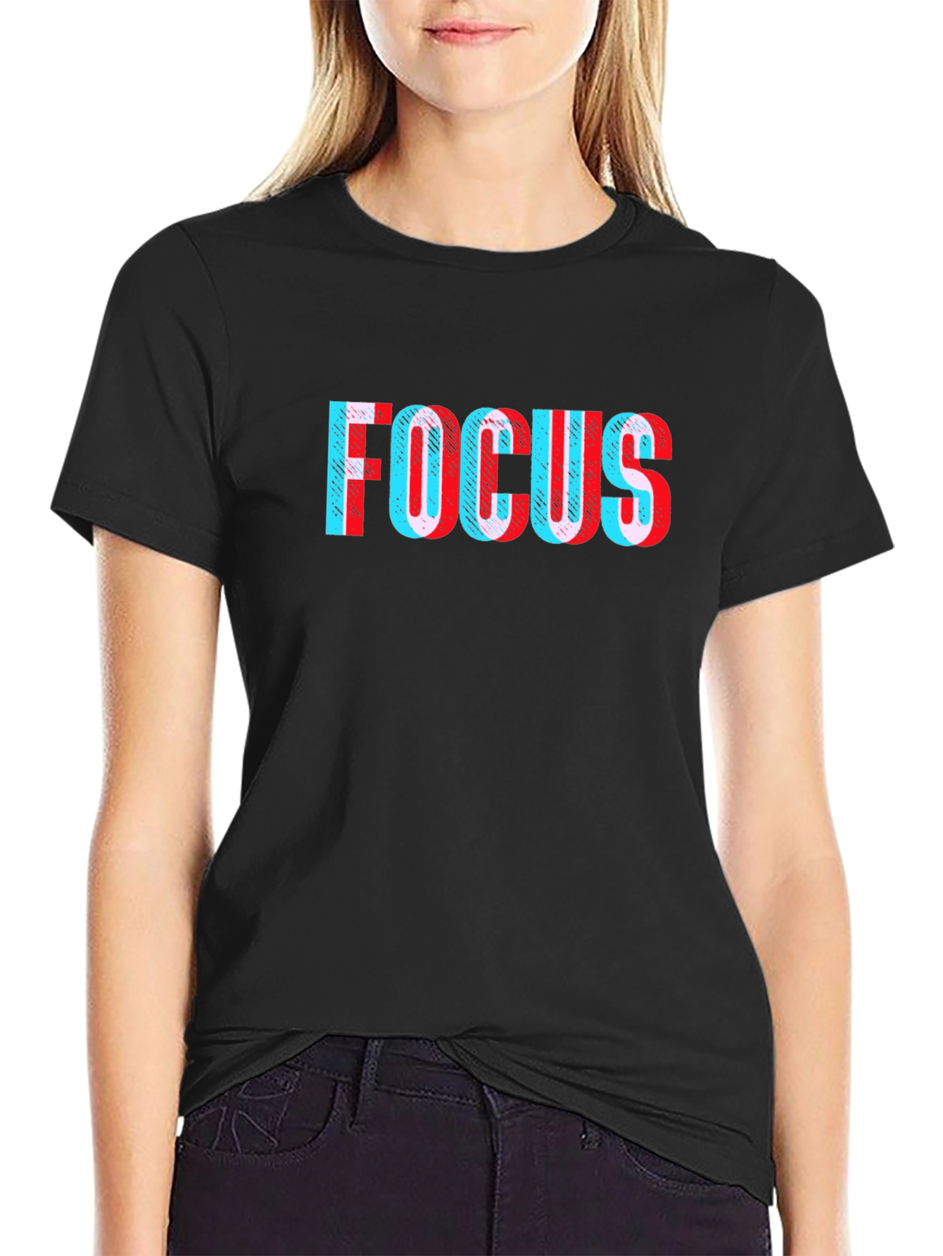 Focus Glitch Tee - Stylish Black T-Shirt