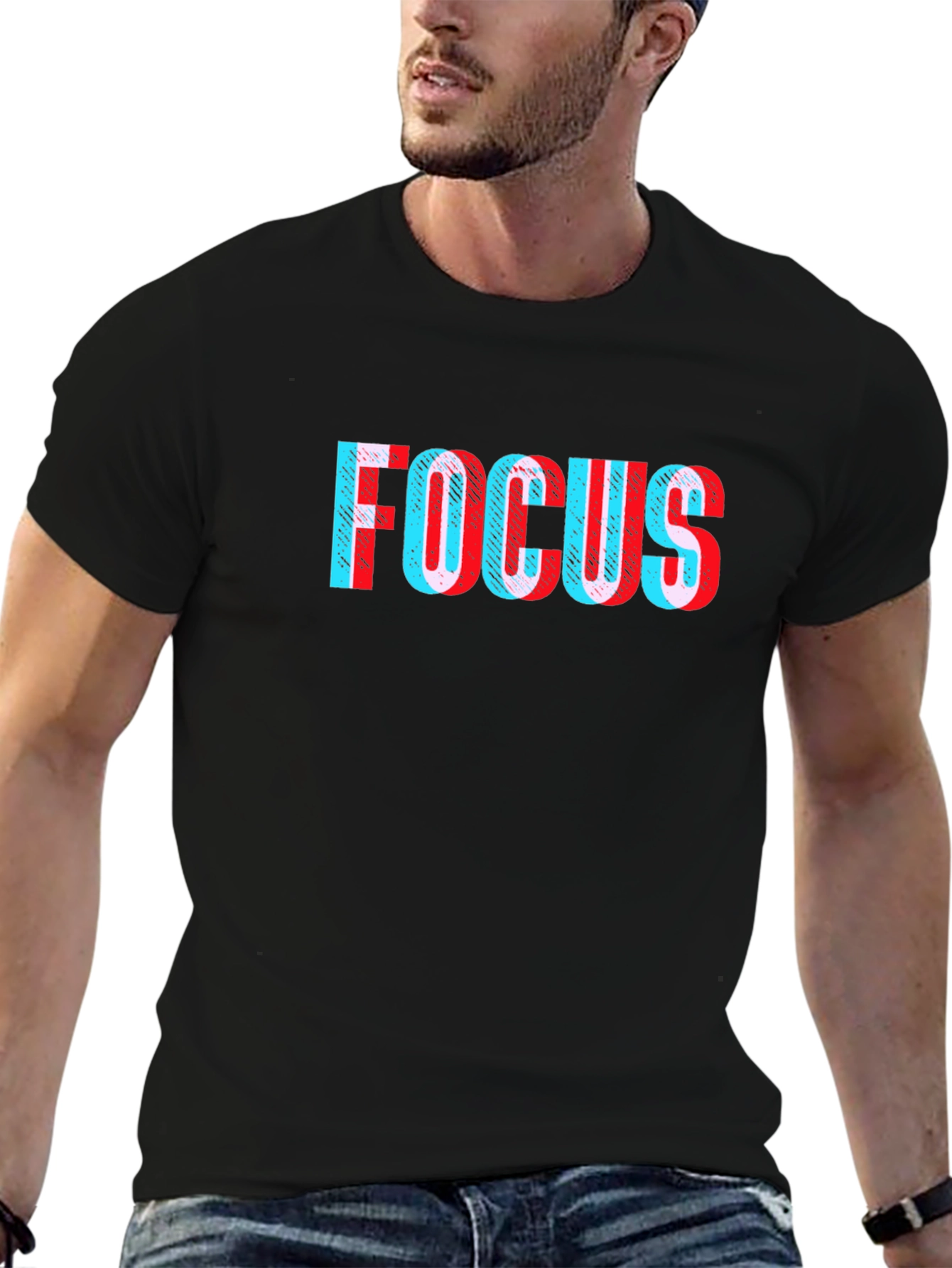 Focus Glitch Tee - Stylish Black T-Shirt