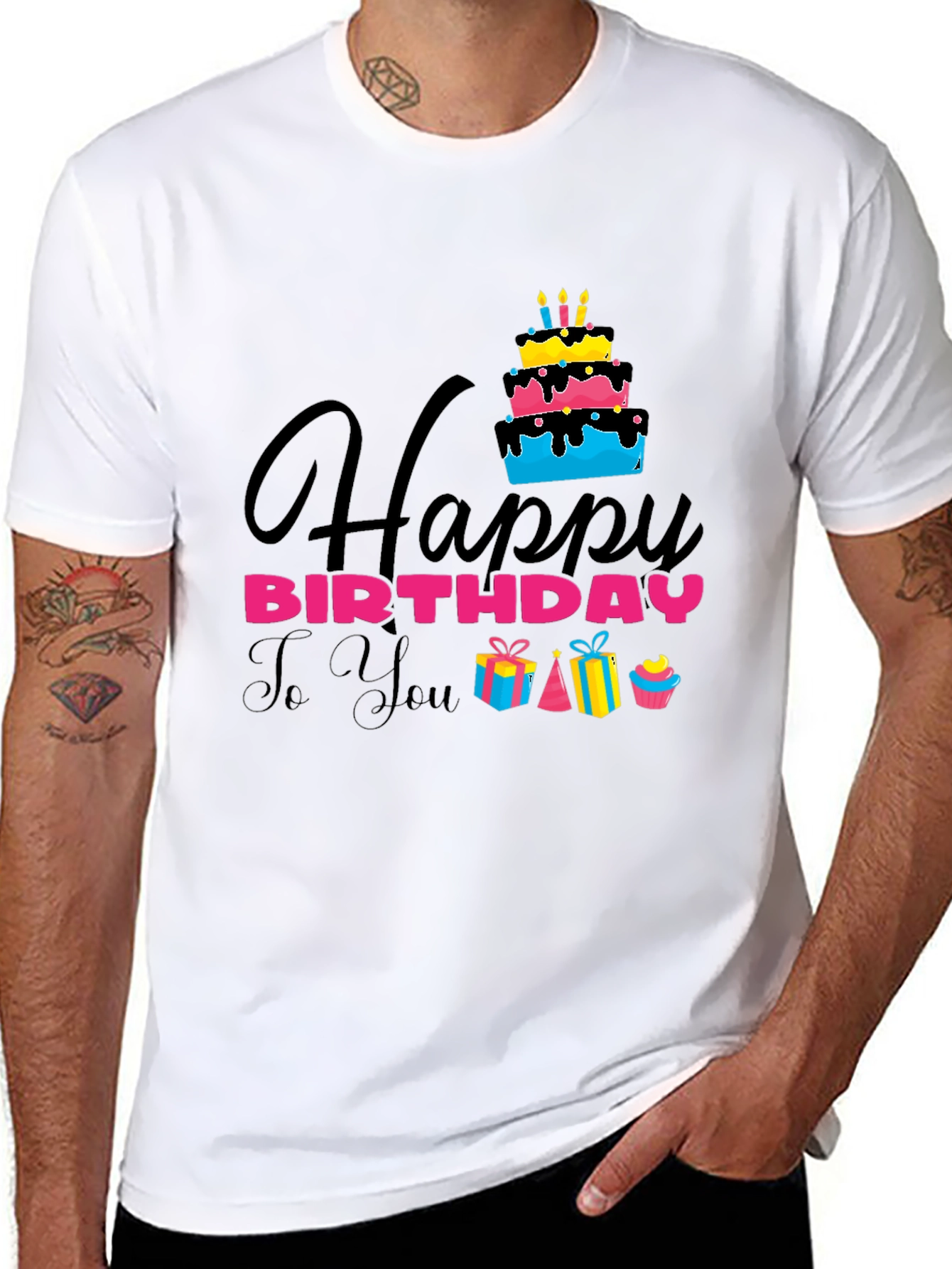 Happy Birthday Graphic Tee - Mens Black T-Shirt