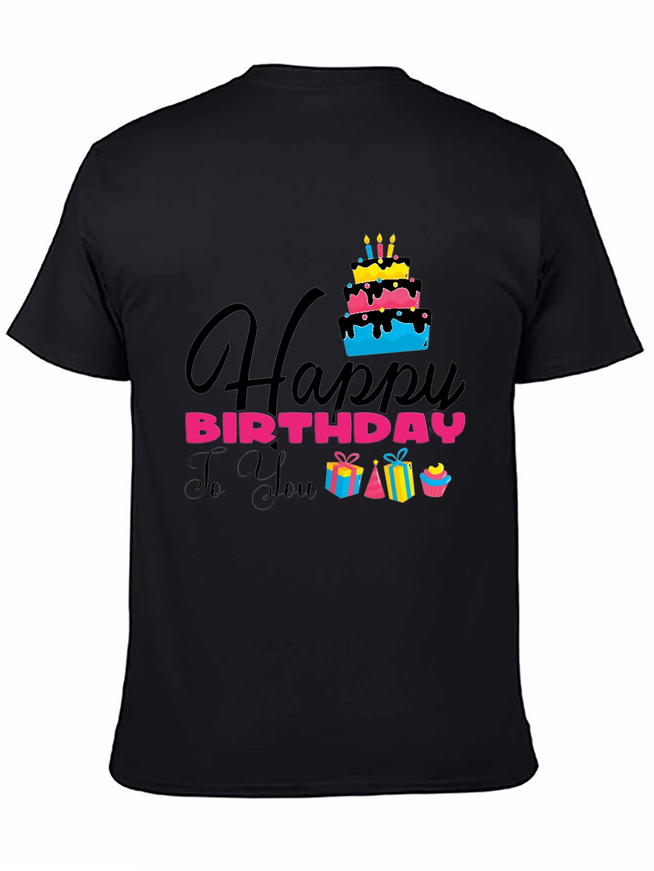 Happy Birthday Graphic Tee - Mens Black T-Shirt