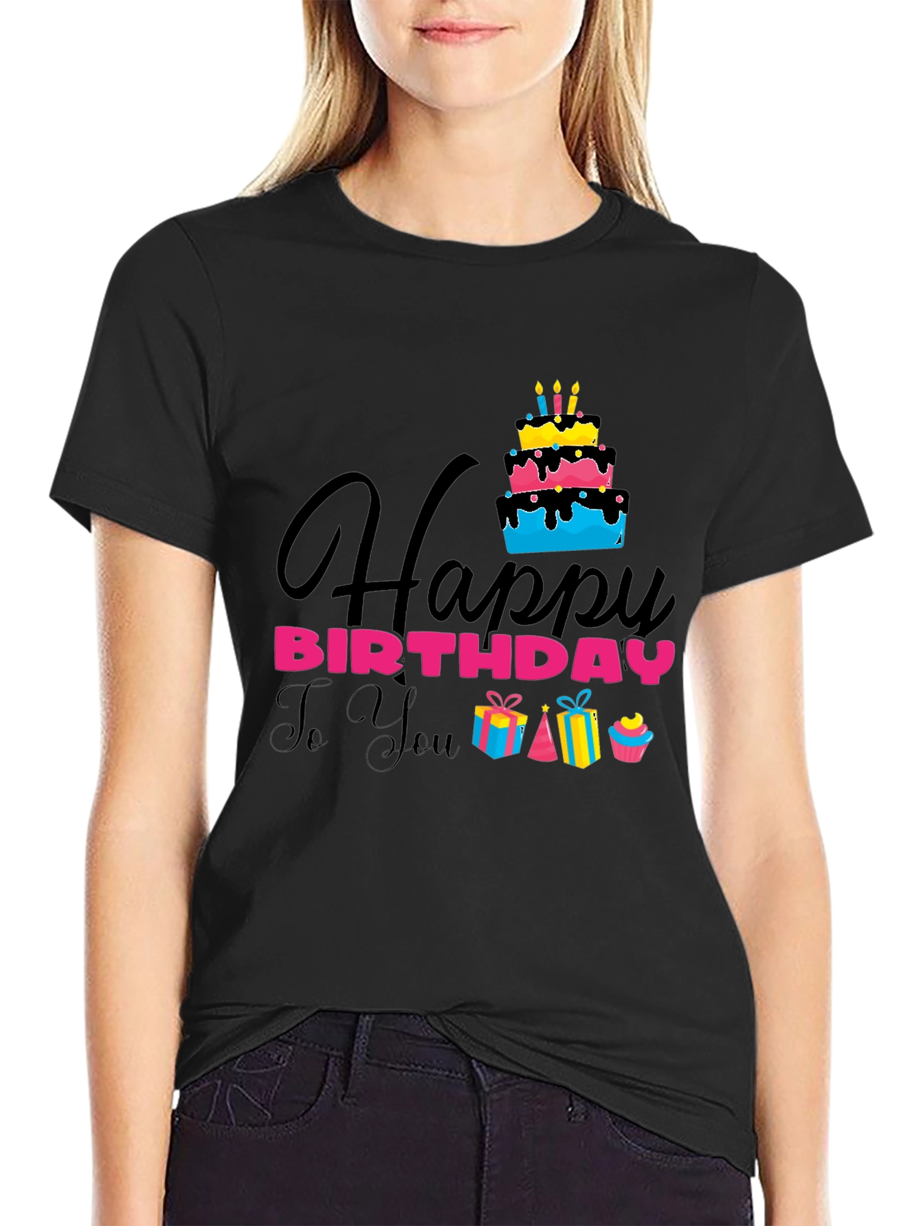 Happy Birthday Graphic Tee - Mens Black T-Shirt