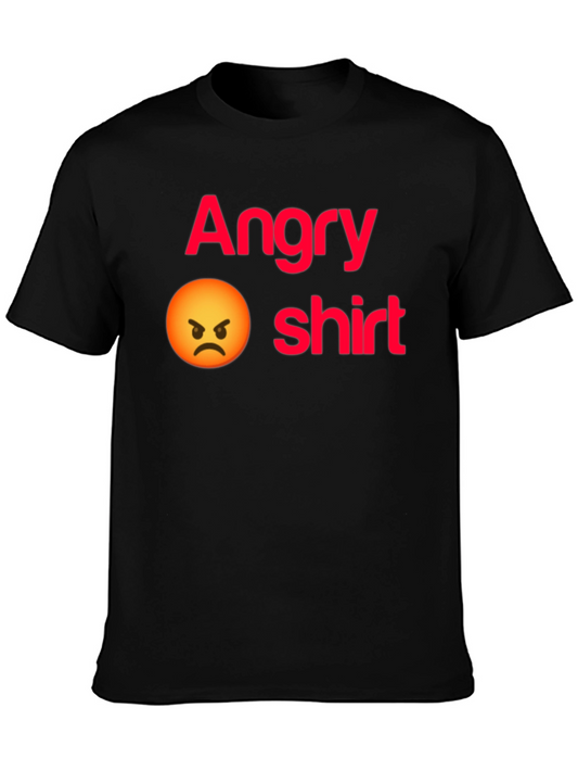 Angry Emoji Graphic T-Shirt - Black Casual Wear