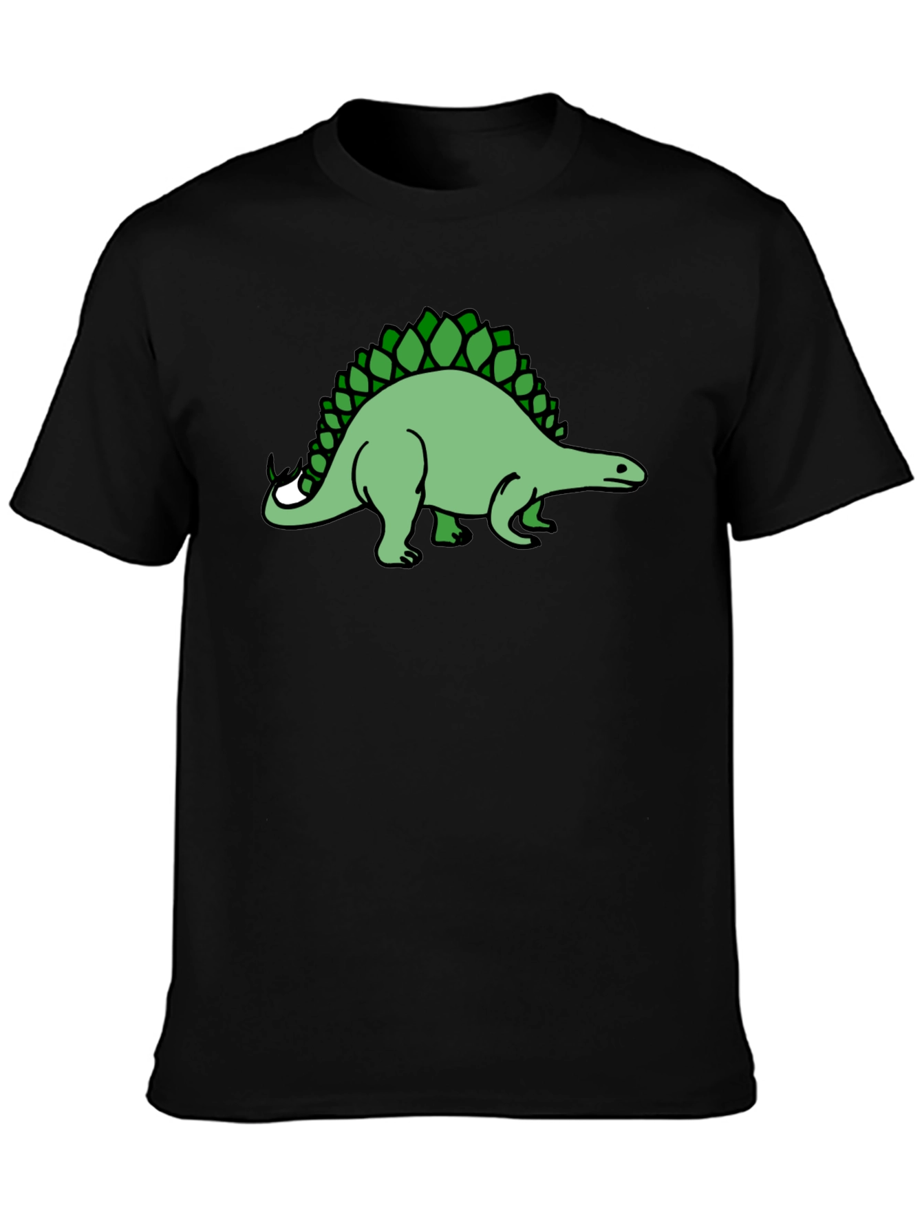 Stegosaurus Graphic Tee - Black Cotton T-Shirt