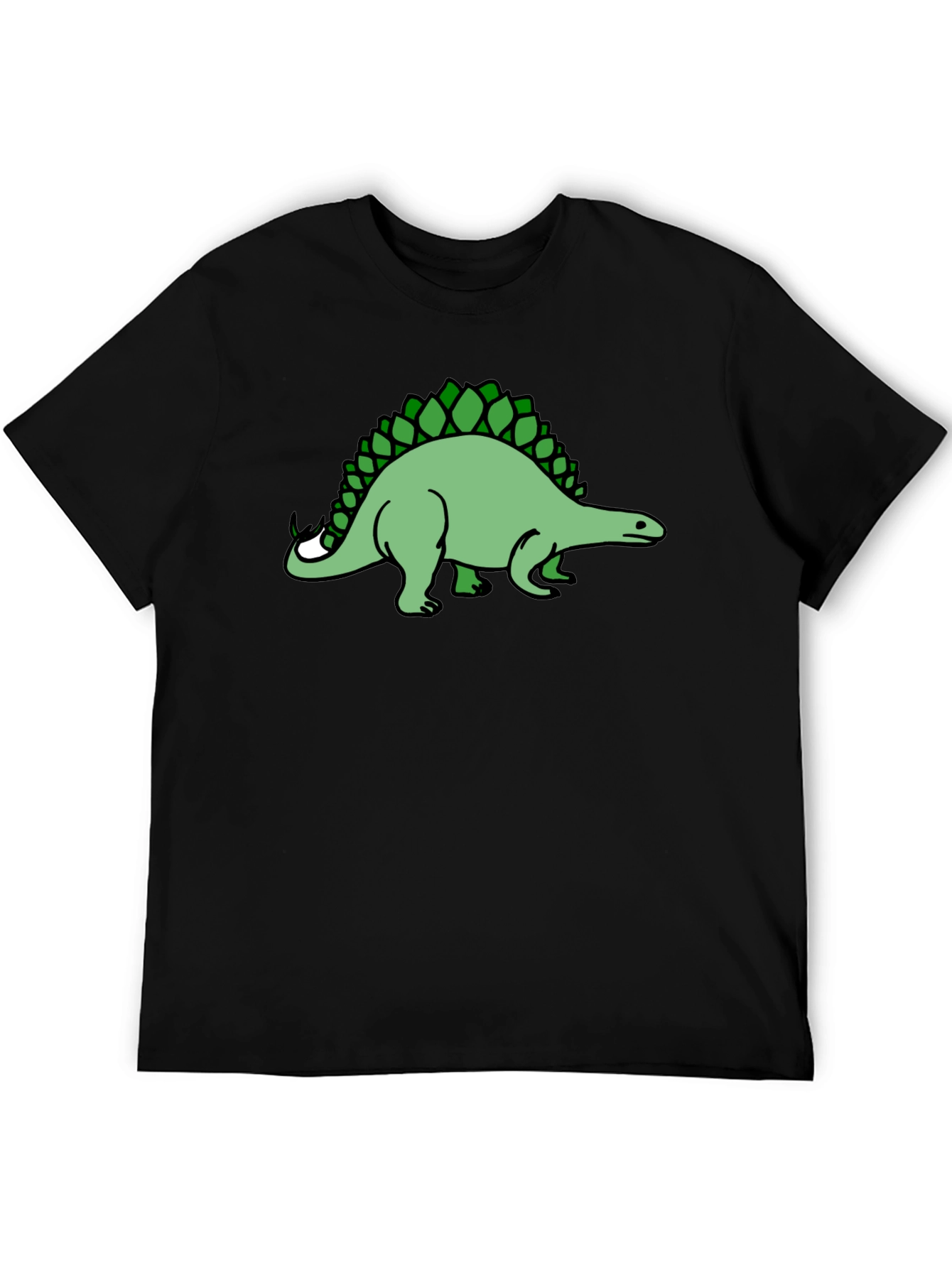 Stegosaurus Graphic Tee - Black Cotton T-Shirt