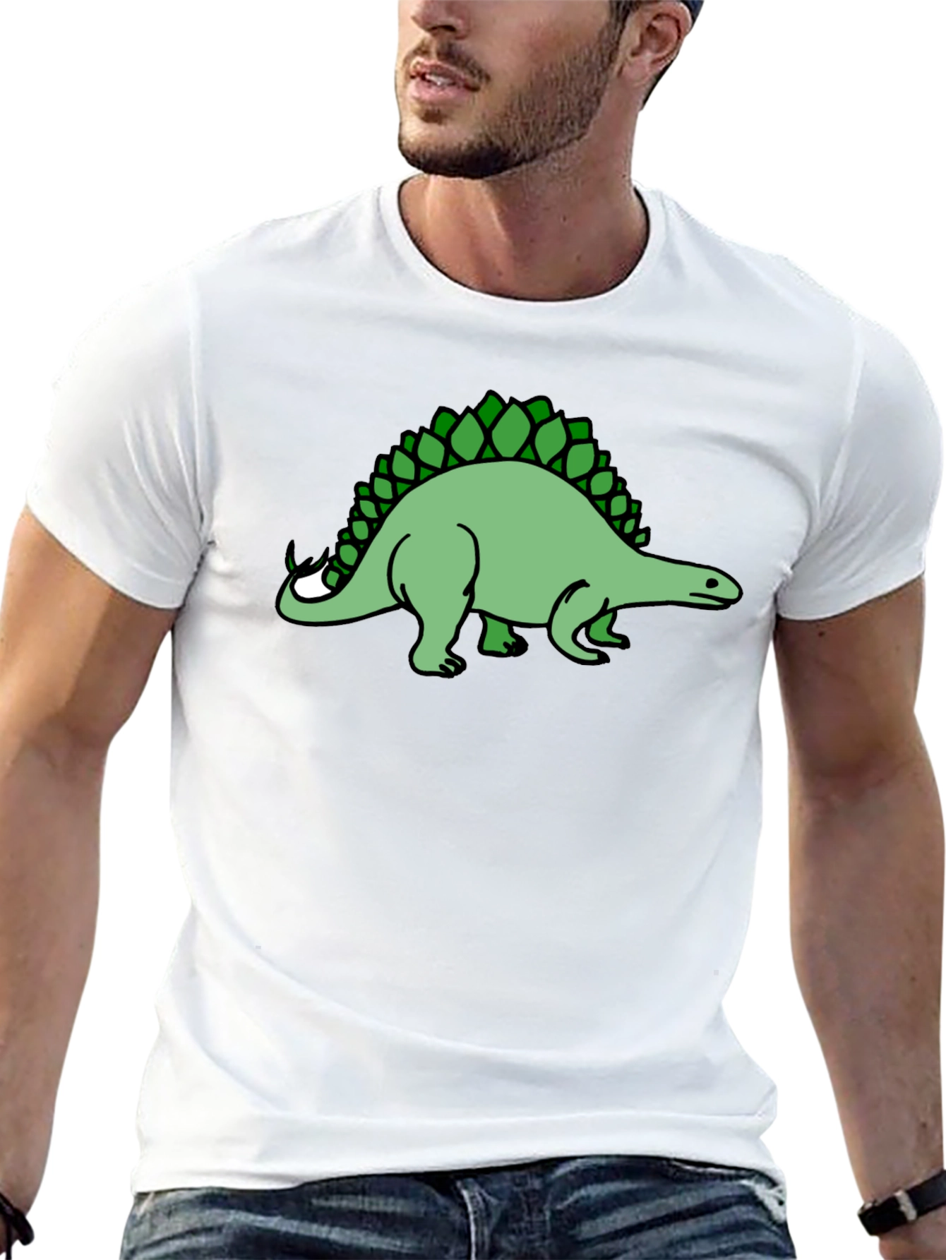 Stegosaurus Graphic Tee - Black Cotton T-Shirt