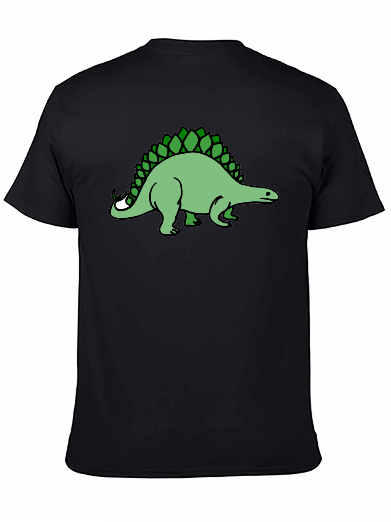 Stegosaurus Graphic Tee - Black Cotton T-Shirt