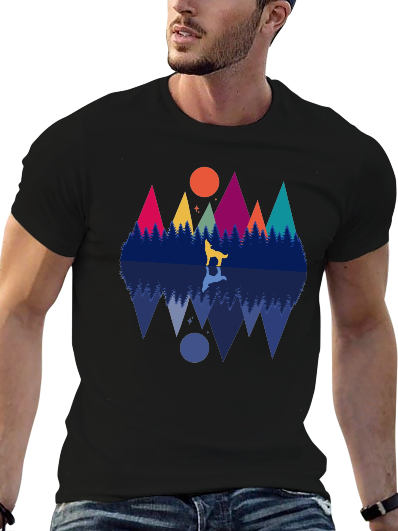 Wolf & Mountain Reflection Graphic Tee