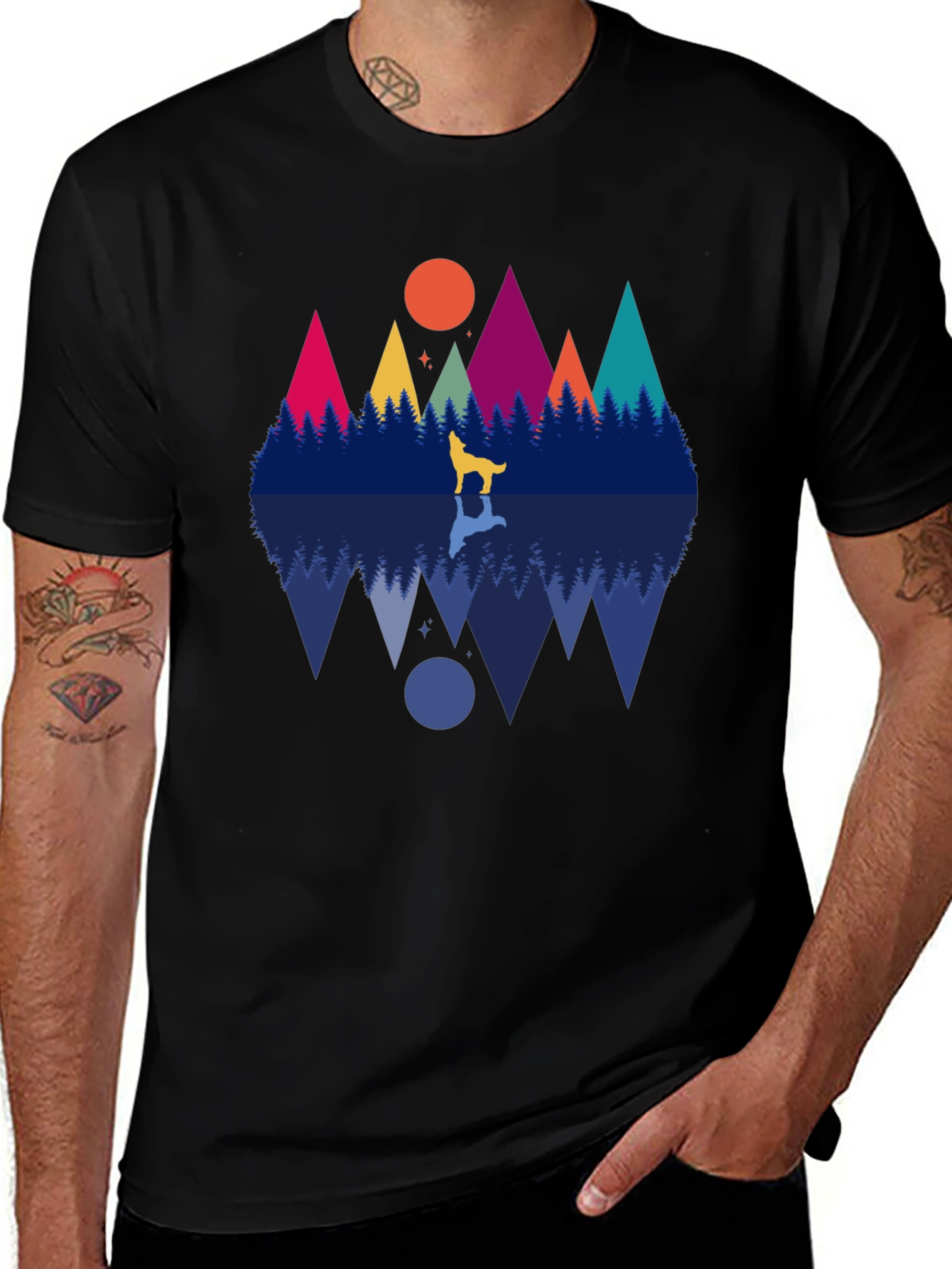 Wolf & Mountain Reflection Graphic Tee