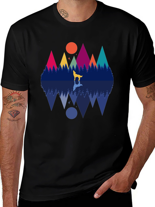 Wolf & Mountain Reflection Graphic Tee