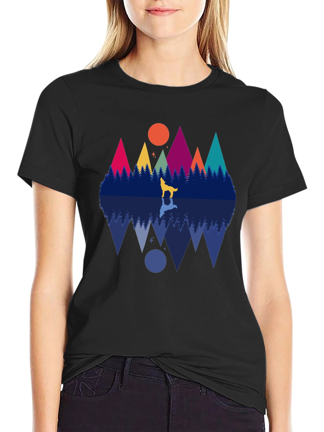Wolf & Mountain Reflection Graphic Tee