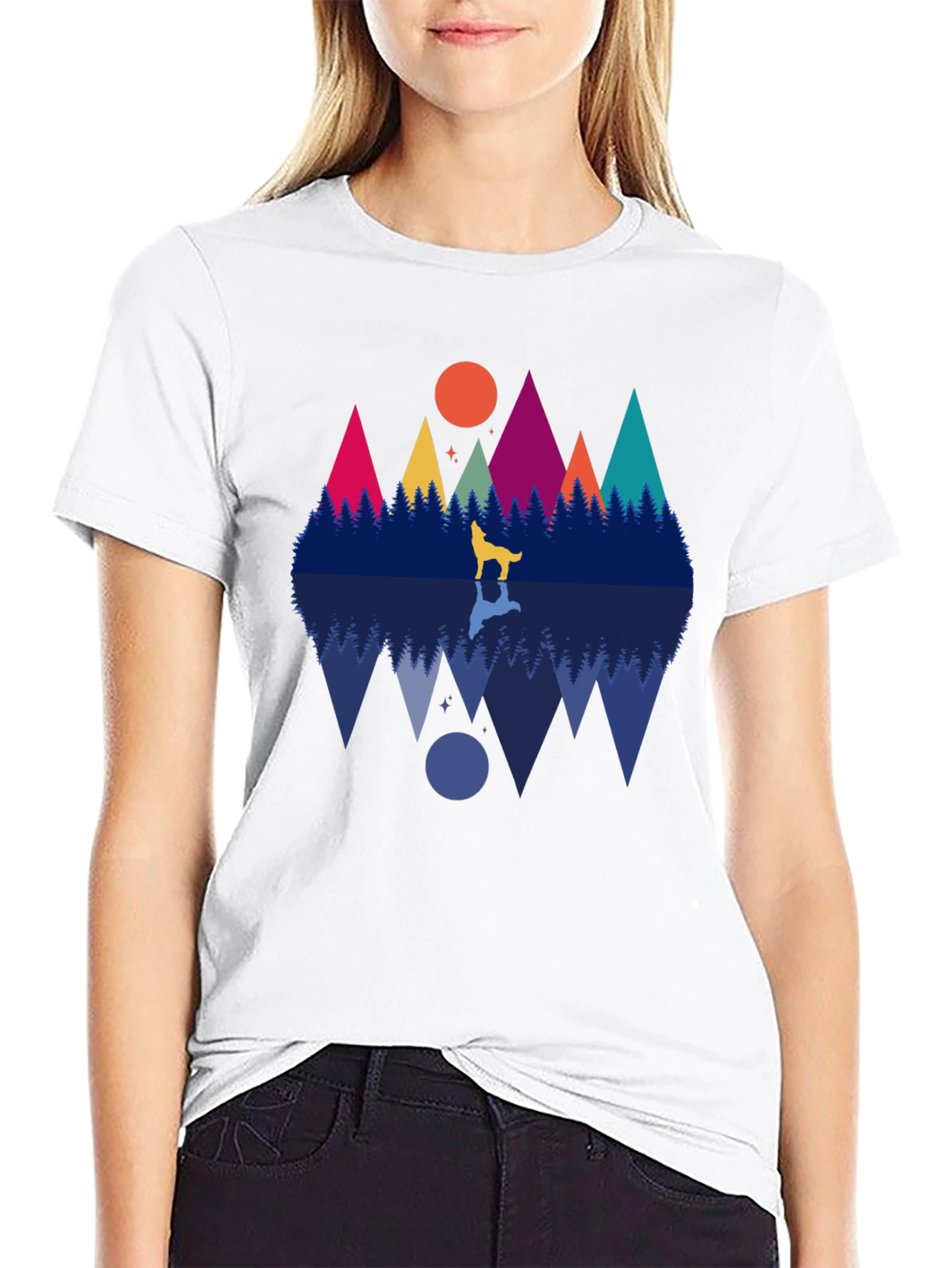 Wolf & Mountain Reflection Graphic Tee