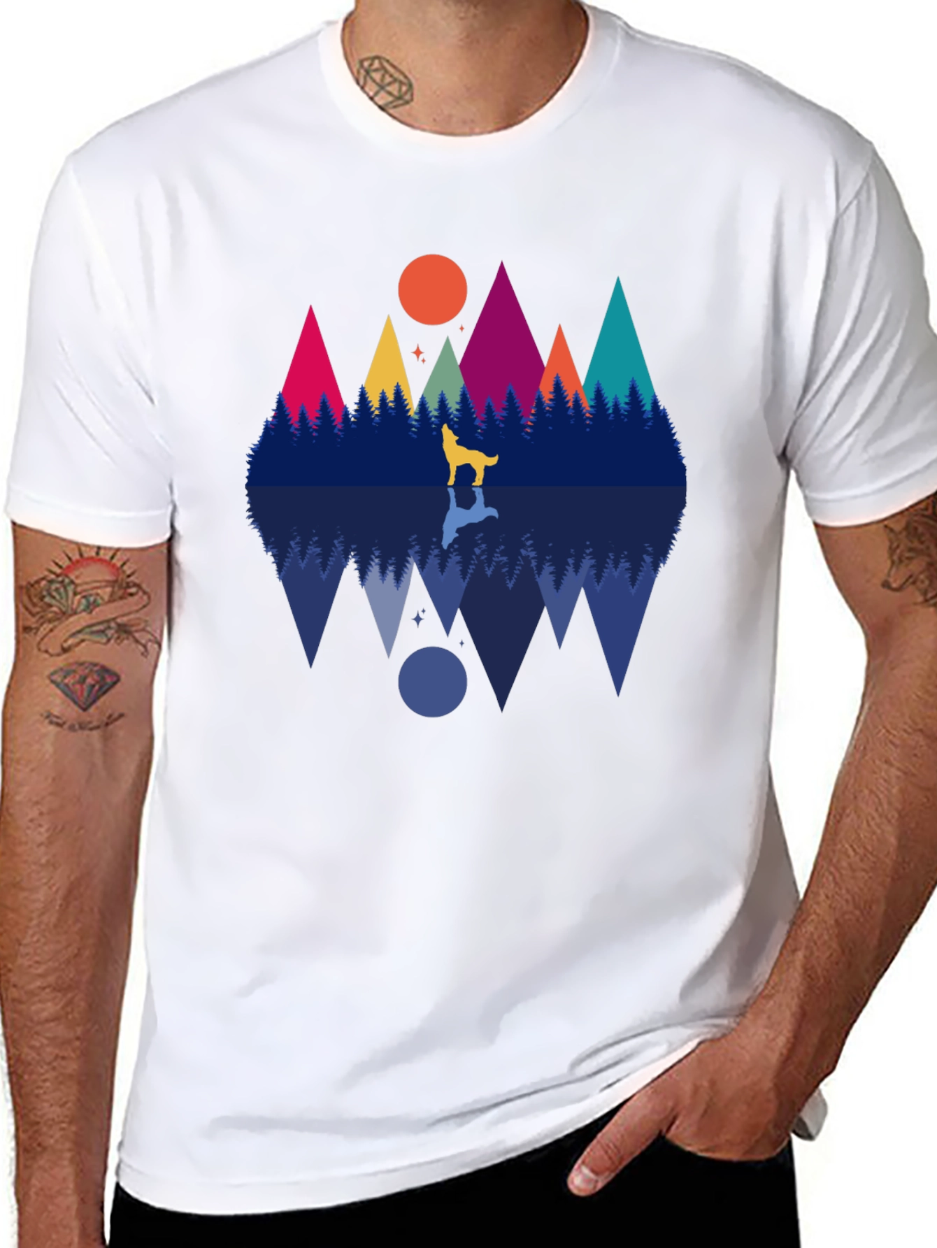 Wolf & Mountain Reflection Graphic Tee