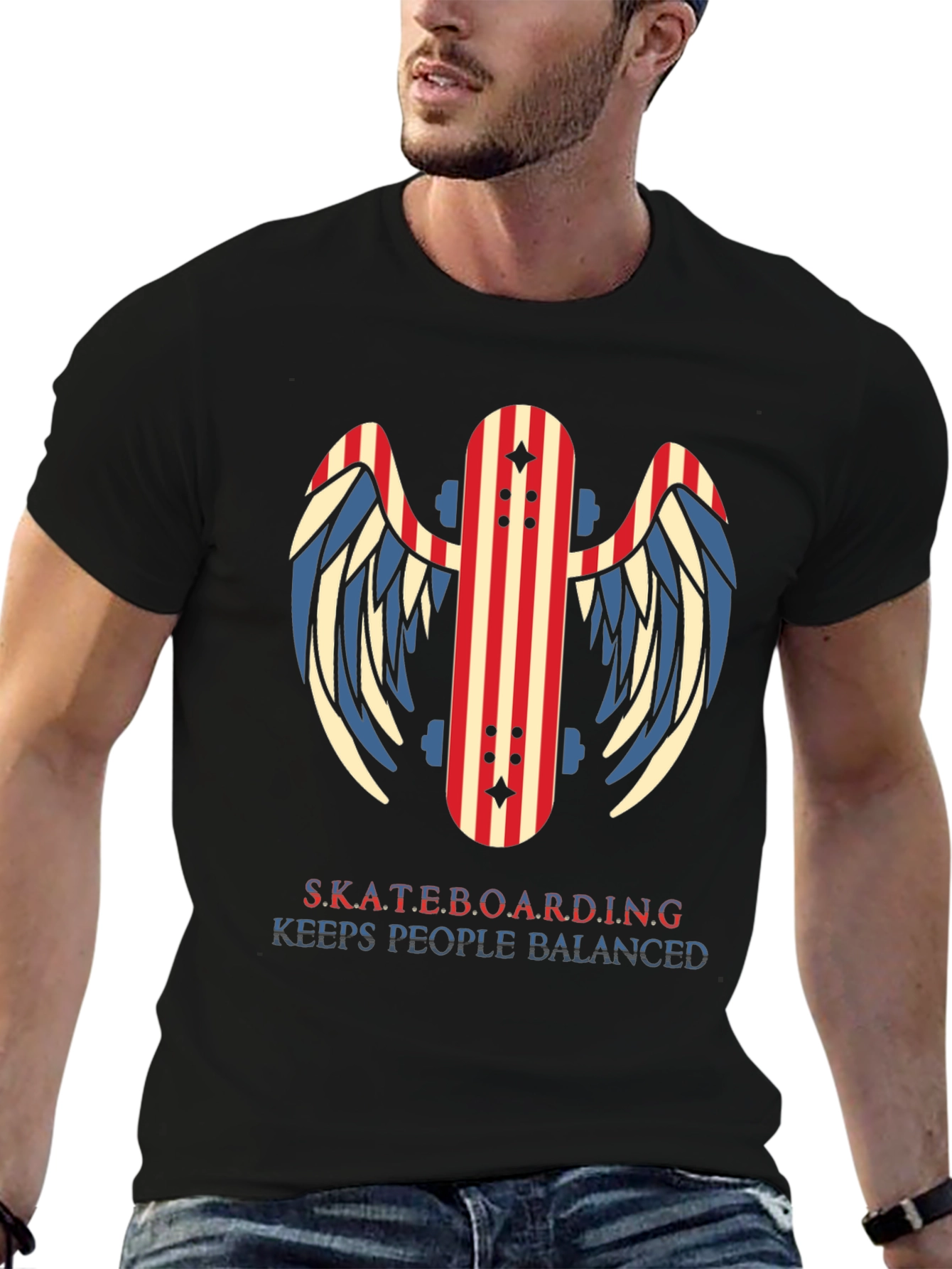 Skateboarding T-Shirt - Keep Balanced Graphic Tee