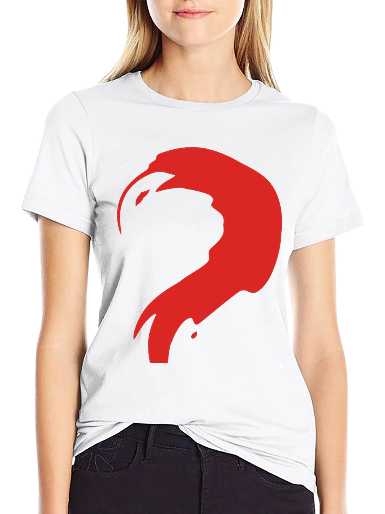 Abstract Red Graphic Print Black T-Shirt
