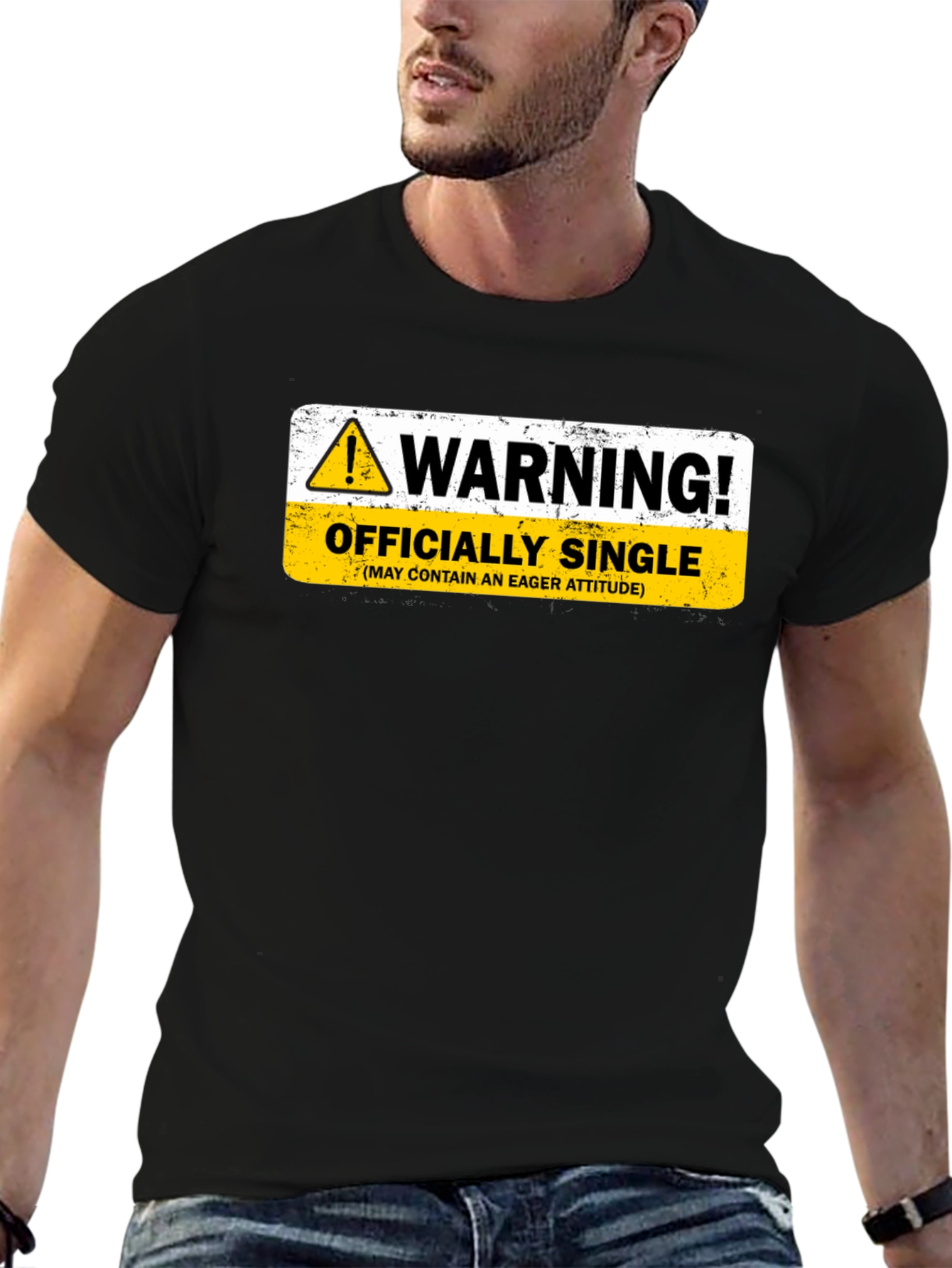 Warning Officially Single Black T-Shirt