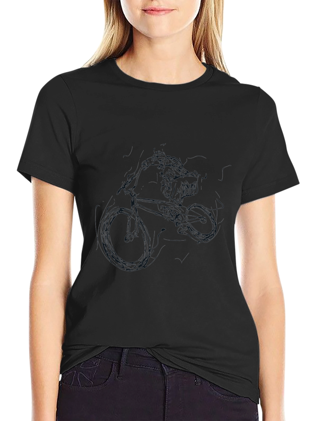 Mens Black T-Shirt with Bike Design