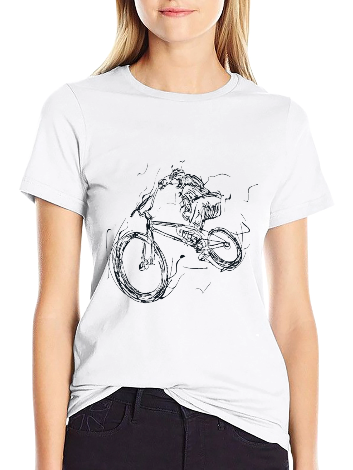Mens Black T-Shirt with Bike Design