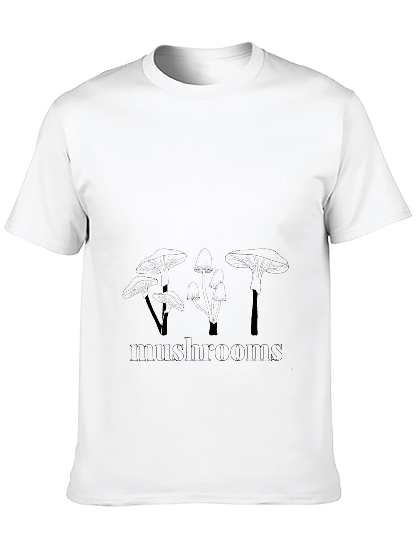 Mushroom Graphic Print Black T-Shirt