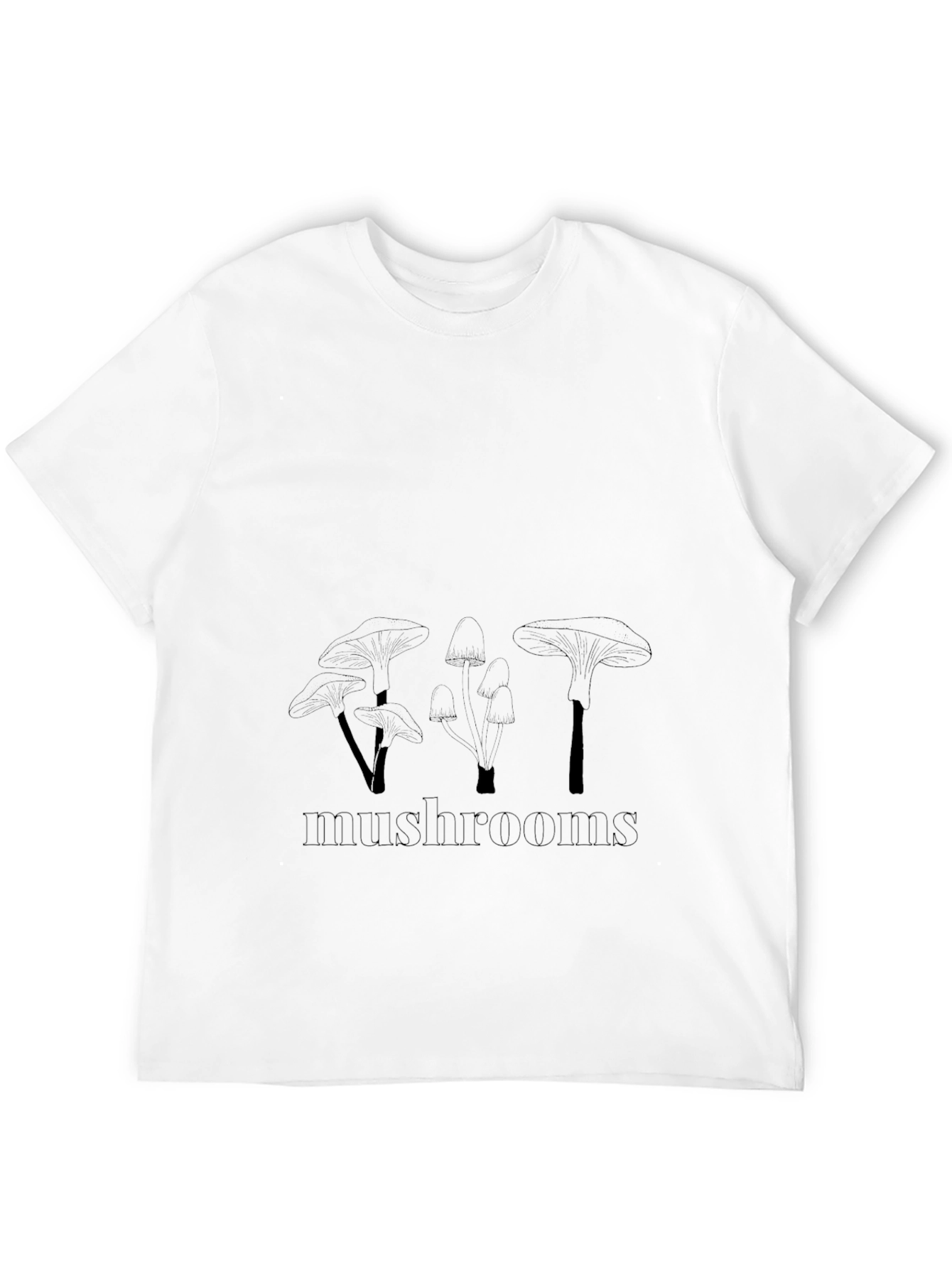 Mushroom Graphic Print Black T-Shirt