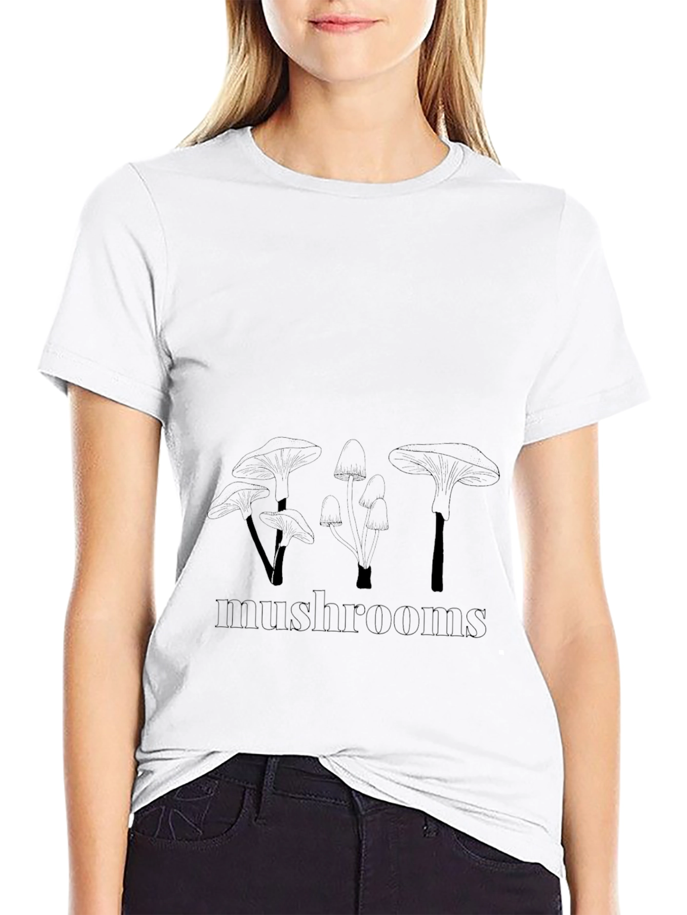 Mushroom Graphic Print Black T-Shirt
