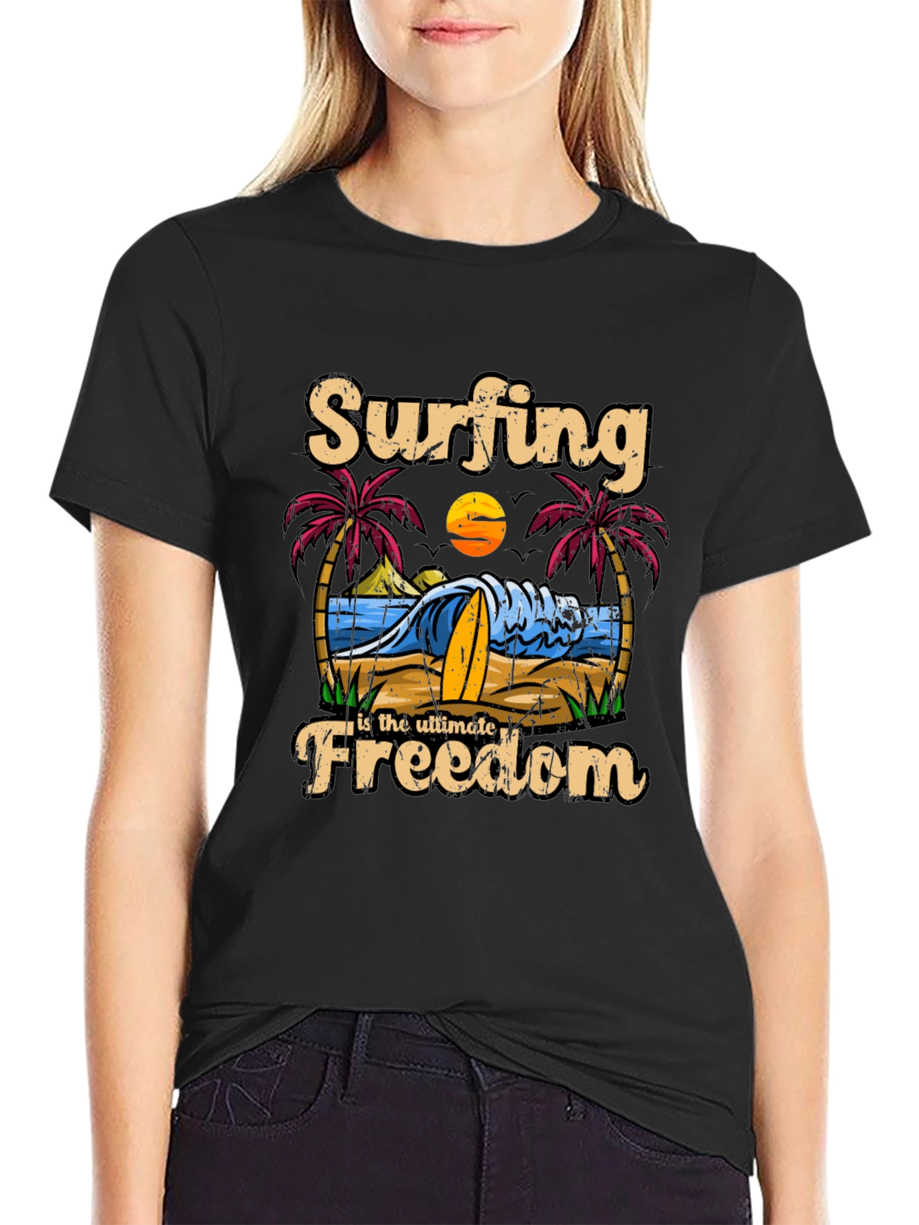 Surfing Freedom Graphic T-Shirt: Beach Vibes