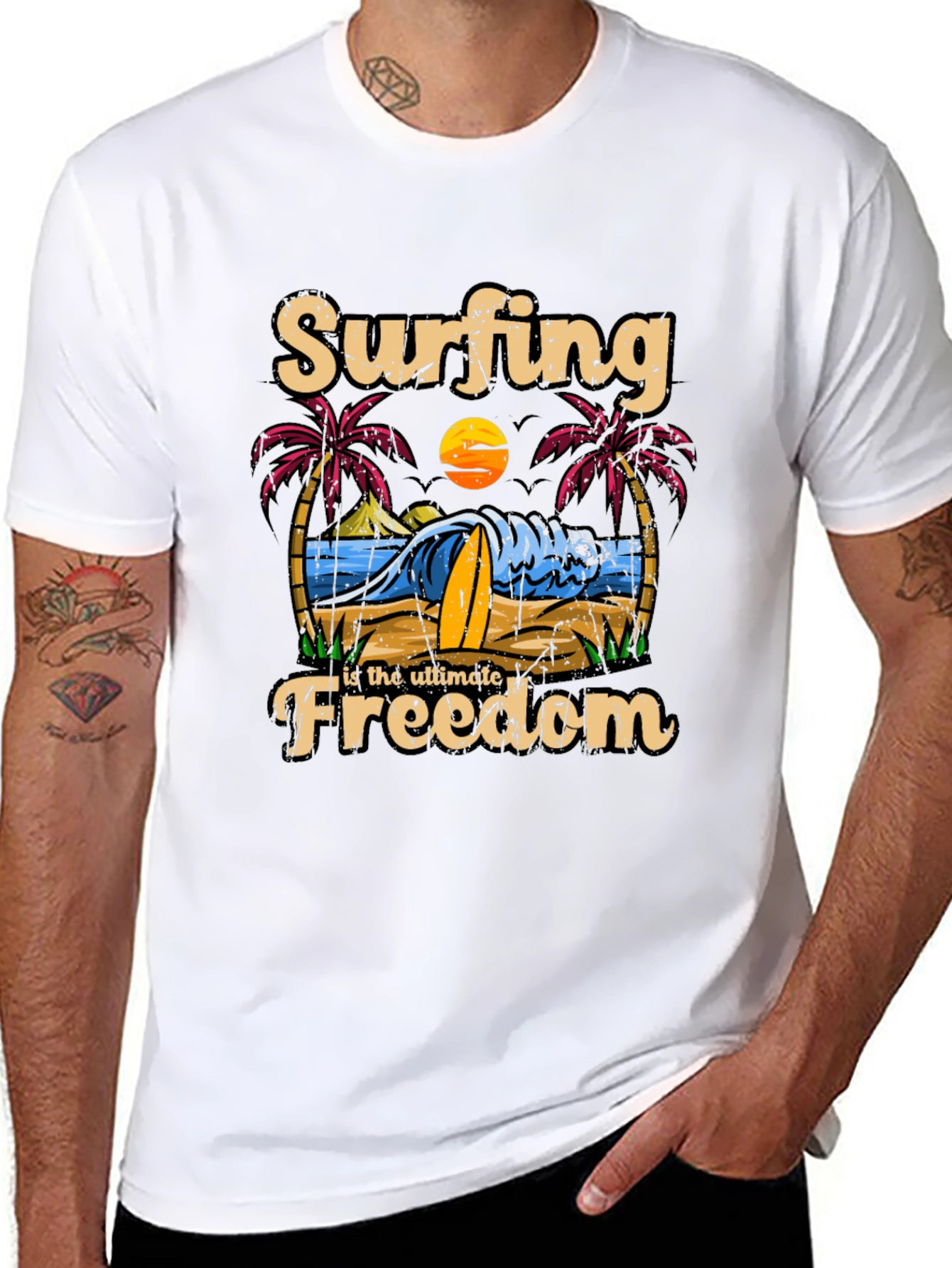 Surfing Freedom Graphic T-Shirt: Beach Vibes