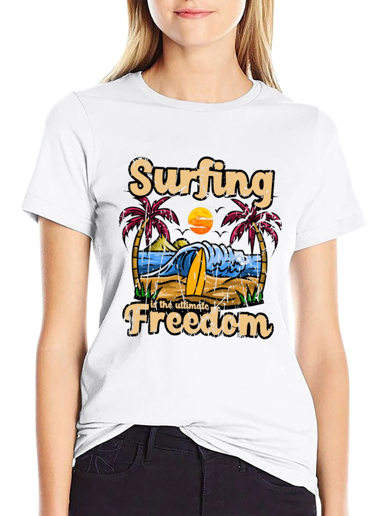Surfing Freedom Graphic T-Shirt: Beach Vibes